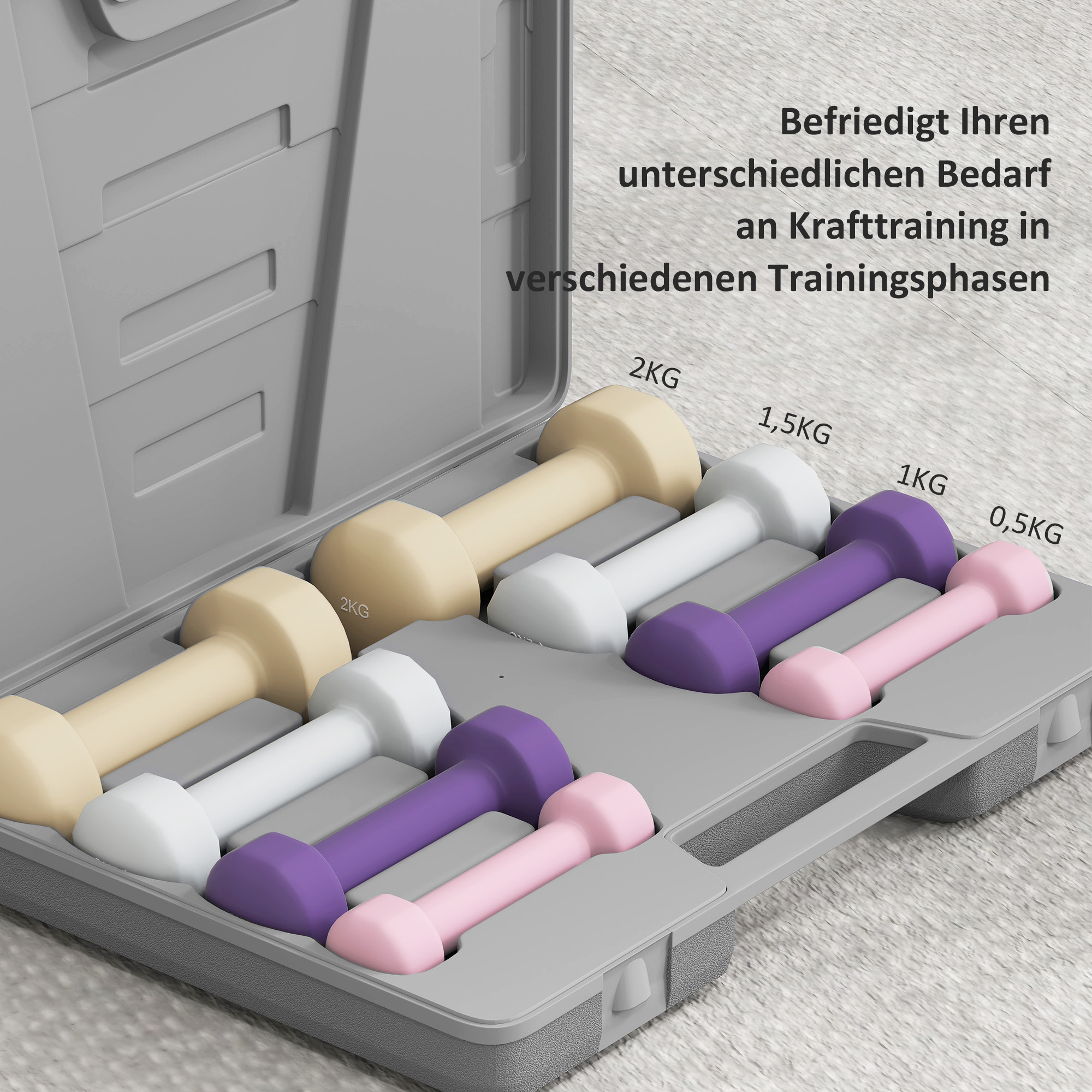 Hantelset 4 Paar 0,5kg-10kg Hanteln Mit Koffer, Hantel-Set Aus Gusseisen, Hexagon_desvips.com