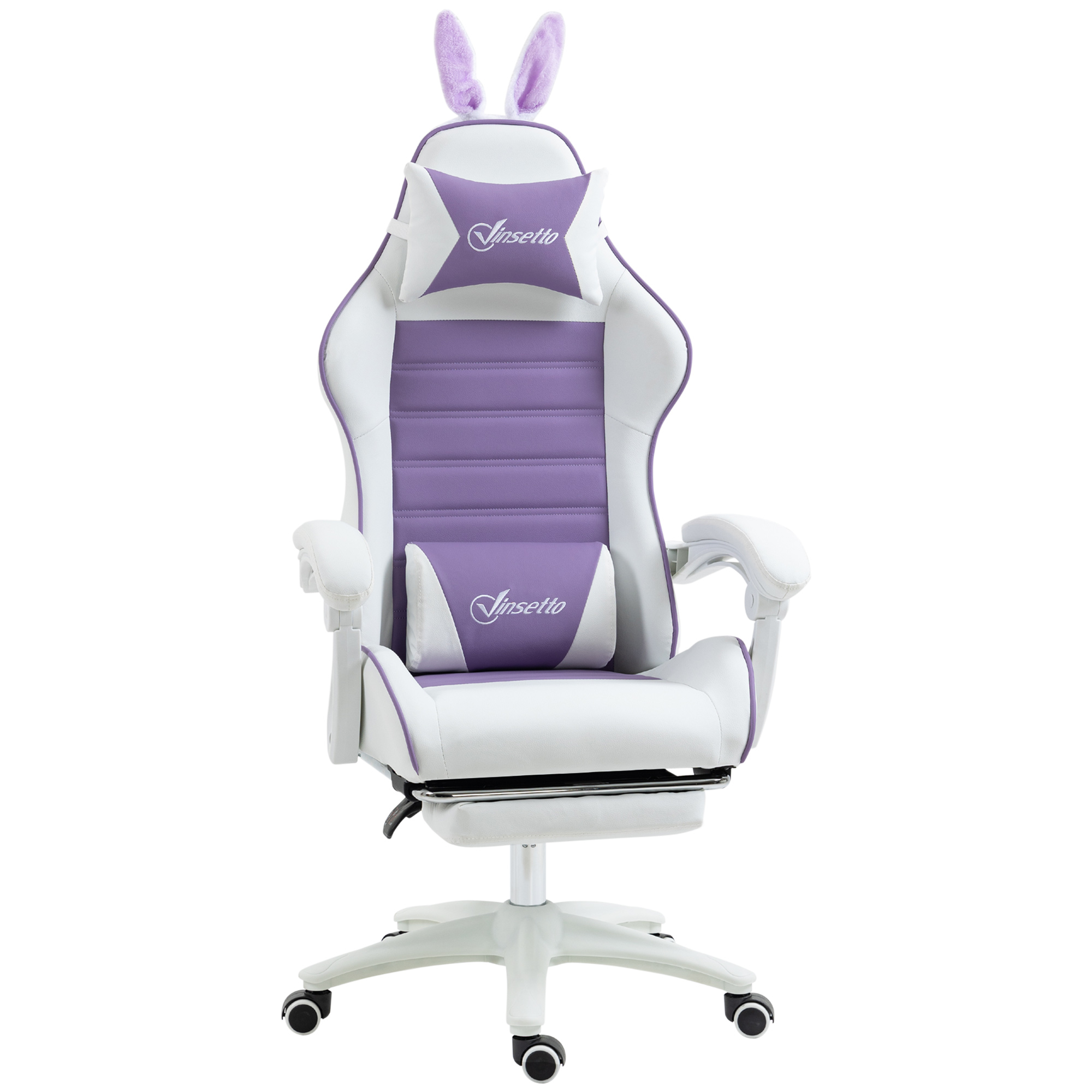 Chaise gaming violette avec oreilles de lapin