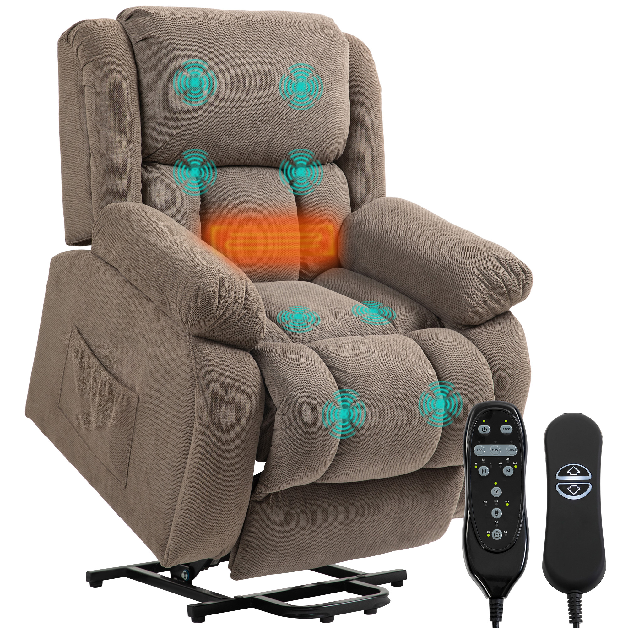 Fauteuil TV avec fonction releveur marron clair