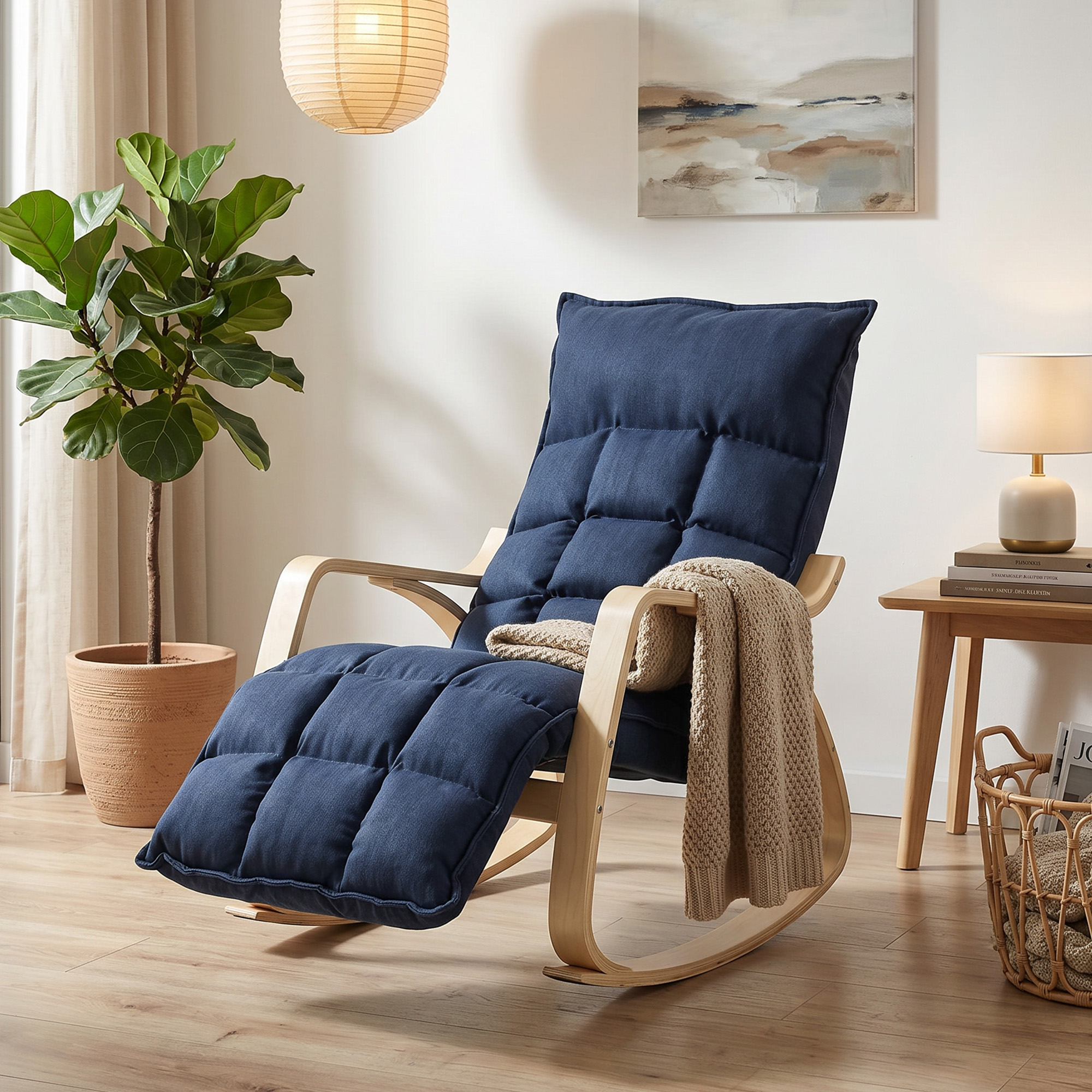 Fauteuil bascule bleu foncé