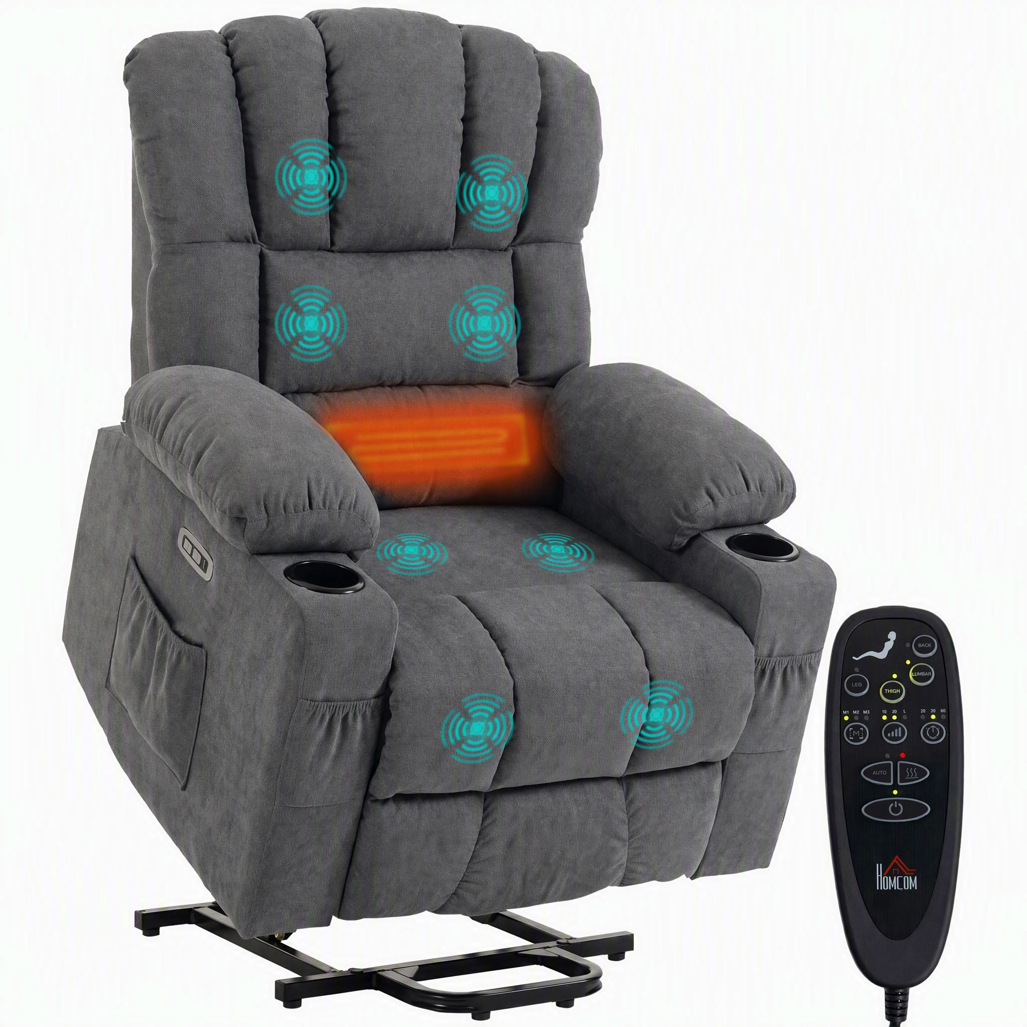 Fauteuil TV électrique avec releveur gris
