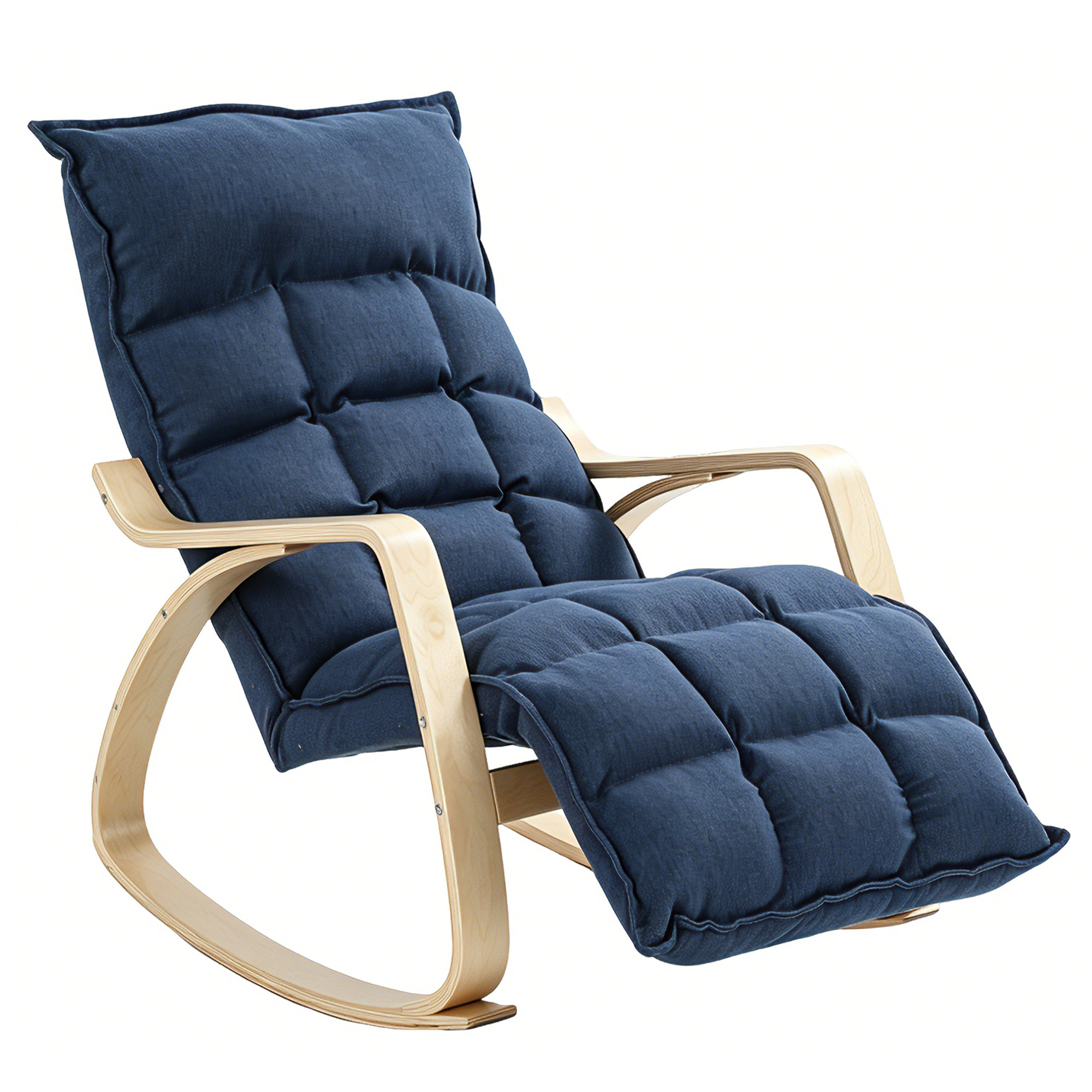 Fauteuil à bascule avec repose-pieds bleu foncé