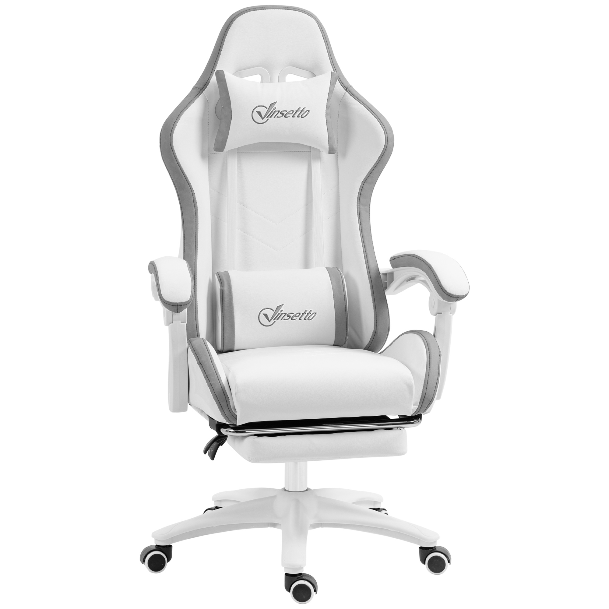 Chaise Gaming Fauteuil Gaming Ergonomique Avec Dossier Inclinable À 135° Et Soutien Lombaire. 65 X 65 X 121-129 Cm Blanc_voghion.com