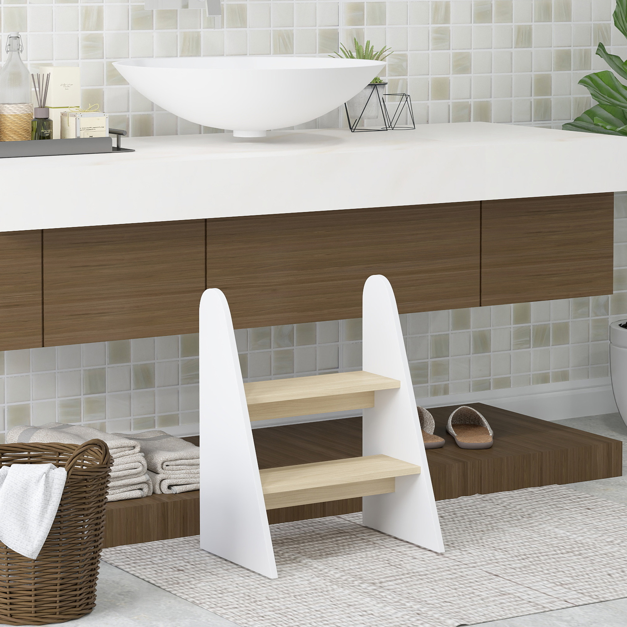 Toddler Step Stool Learning Tower Two Tier For Kitchen Bathroom_voghion.com