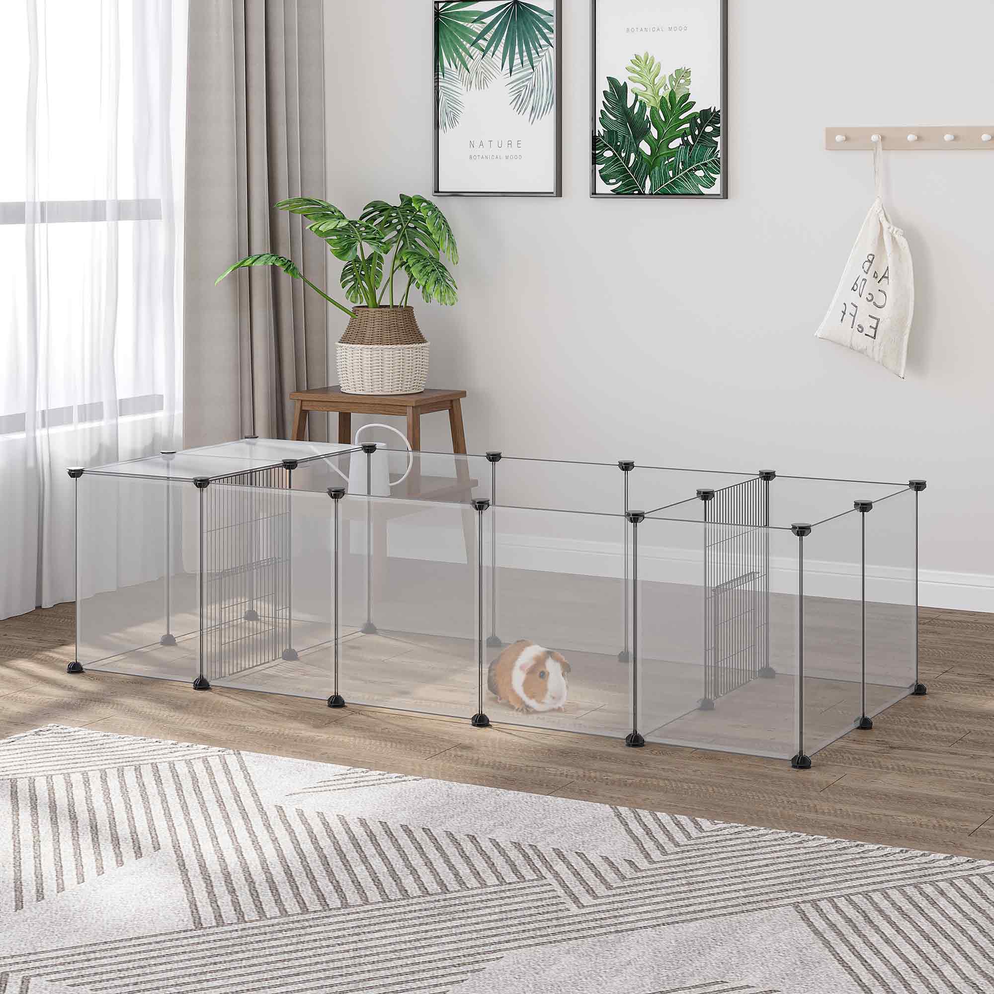 Modular Pet Enclosure With 20 Panels For Small Animals White_voghion.com