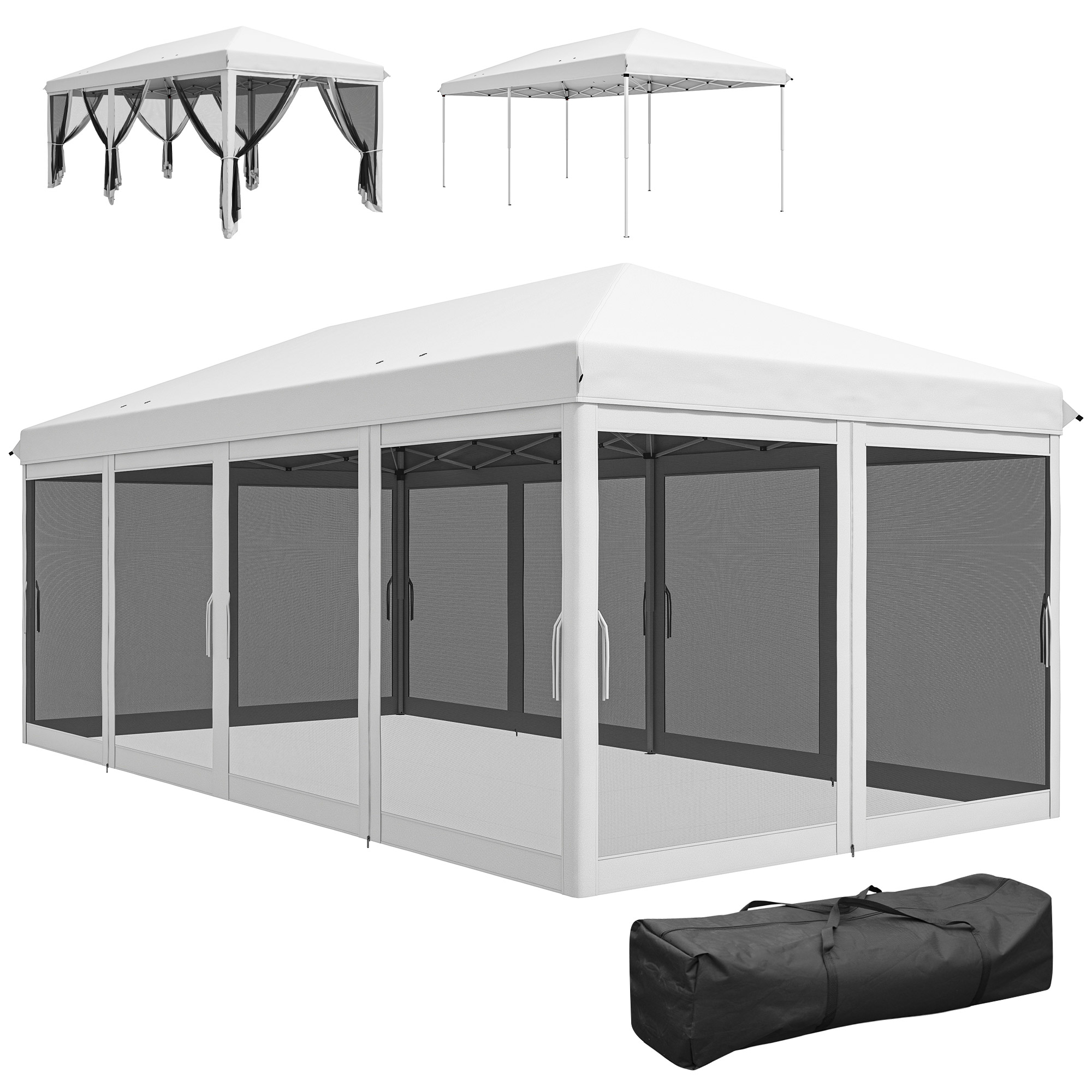Tonnelle Irovami 6x3m crème vue générale