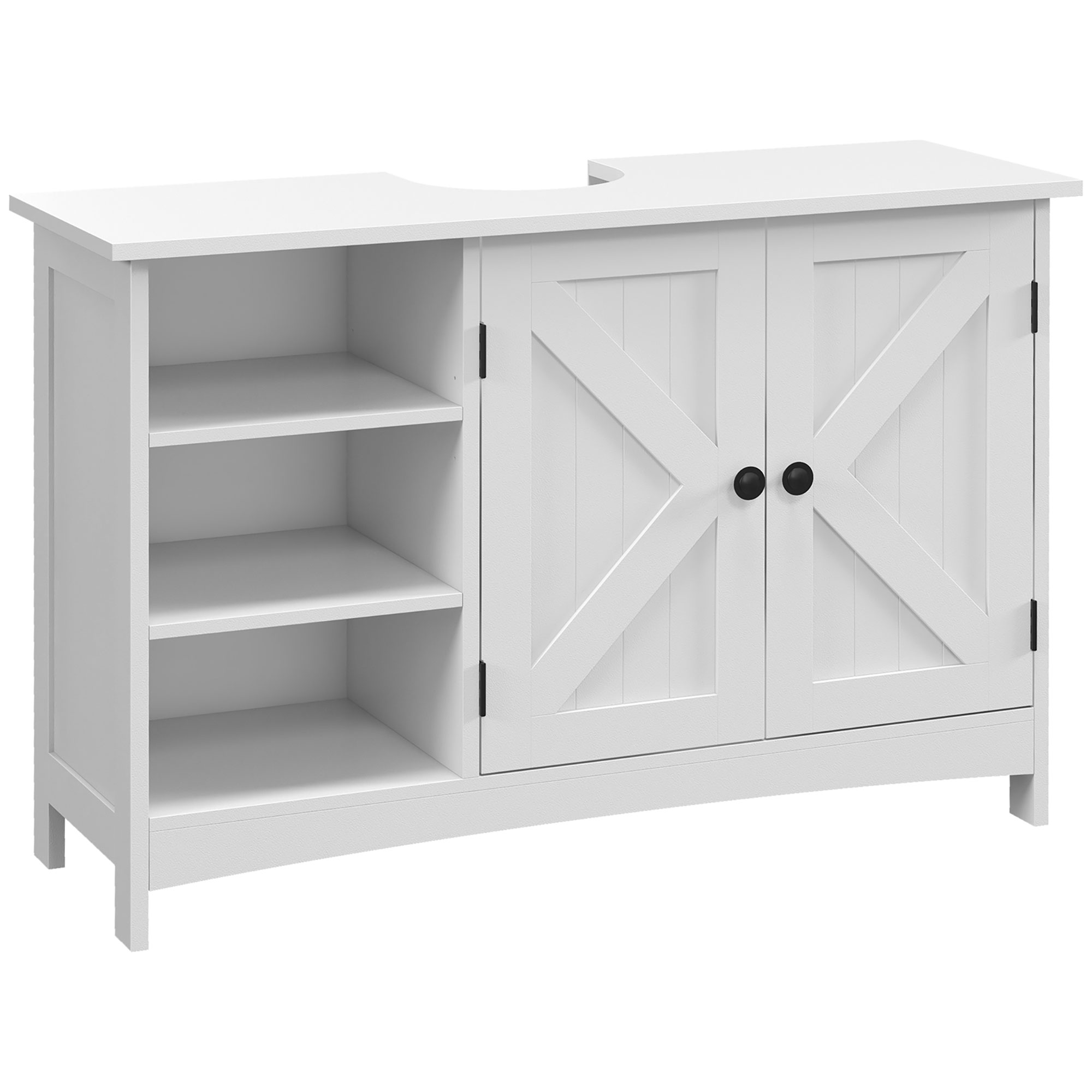 Bathroom Floor Cabinet With Two Doors And Adjustable Shelves White_voghion.com