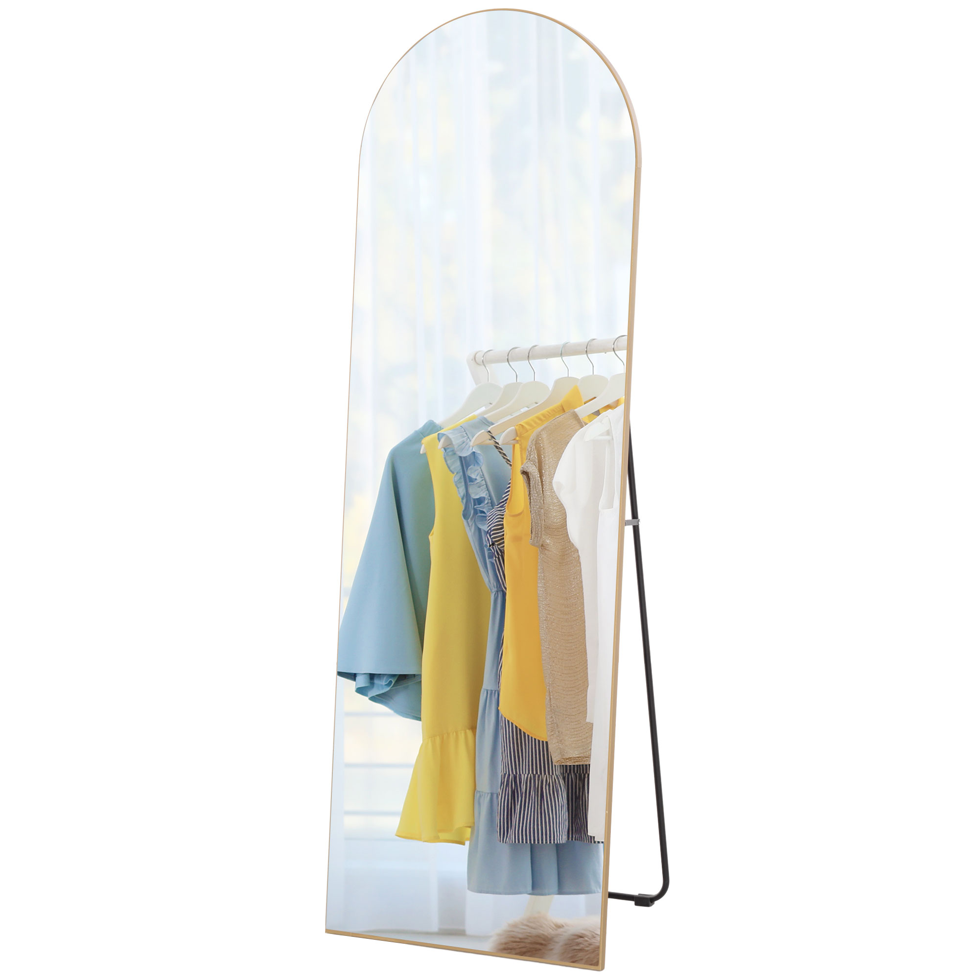 Miroir sur pied arqué Irovami doré 150cm vue générale