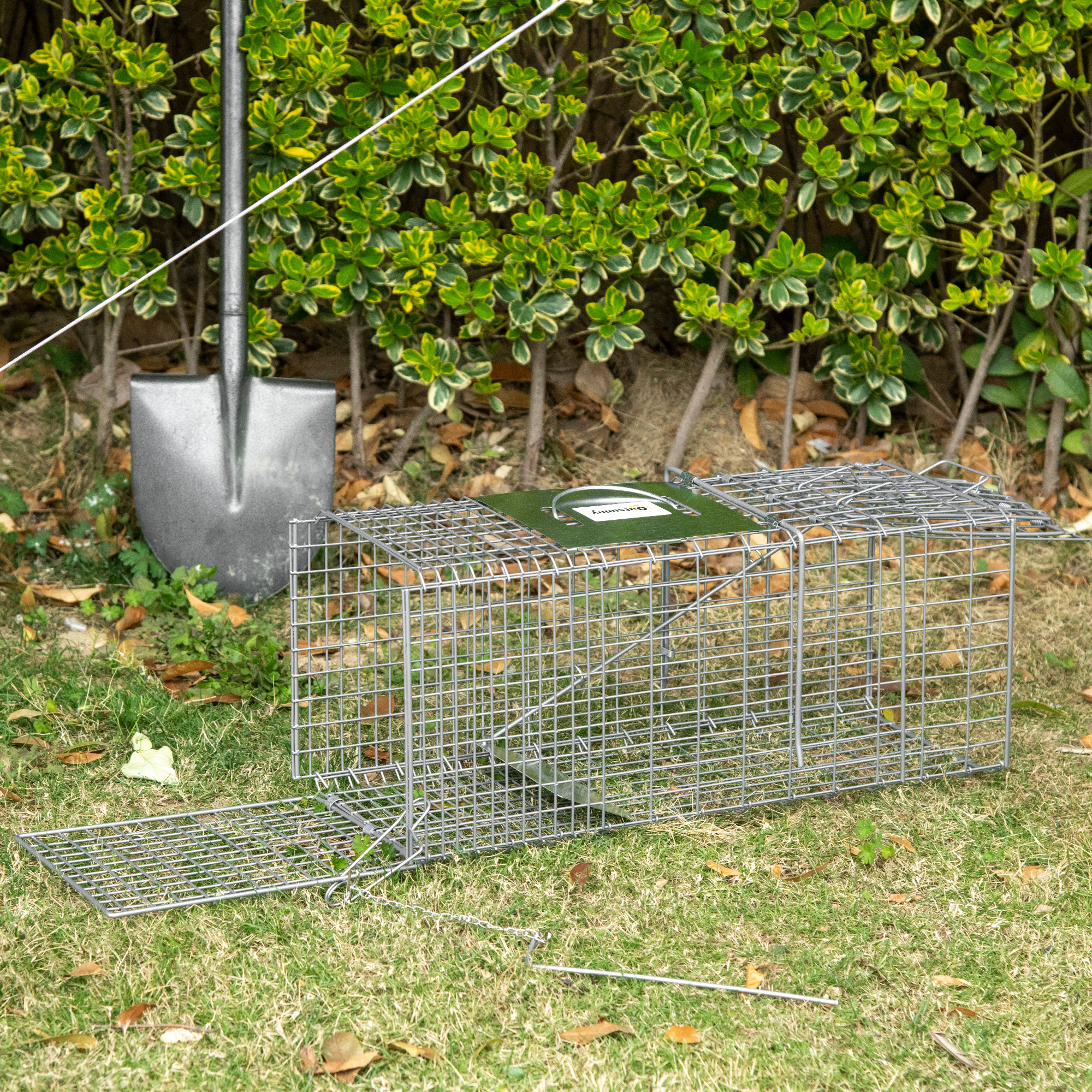 Trampa Para Animales Vivos Plegable 66x24x30,5 Cm Jaula De Captura De Alambre Con Puerta Y Asa Para Conejos Plata_ecoleips.com