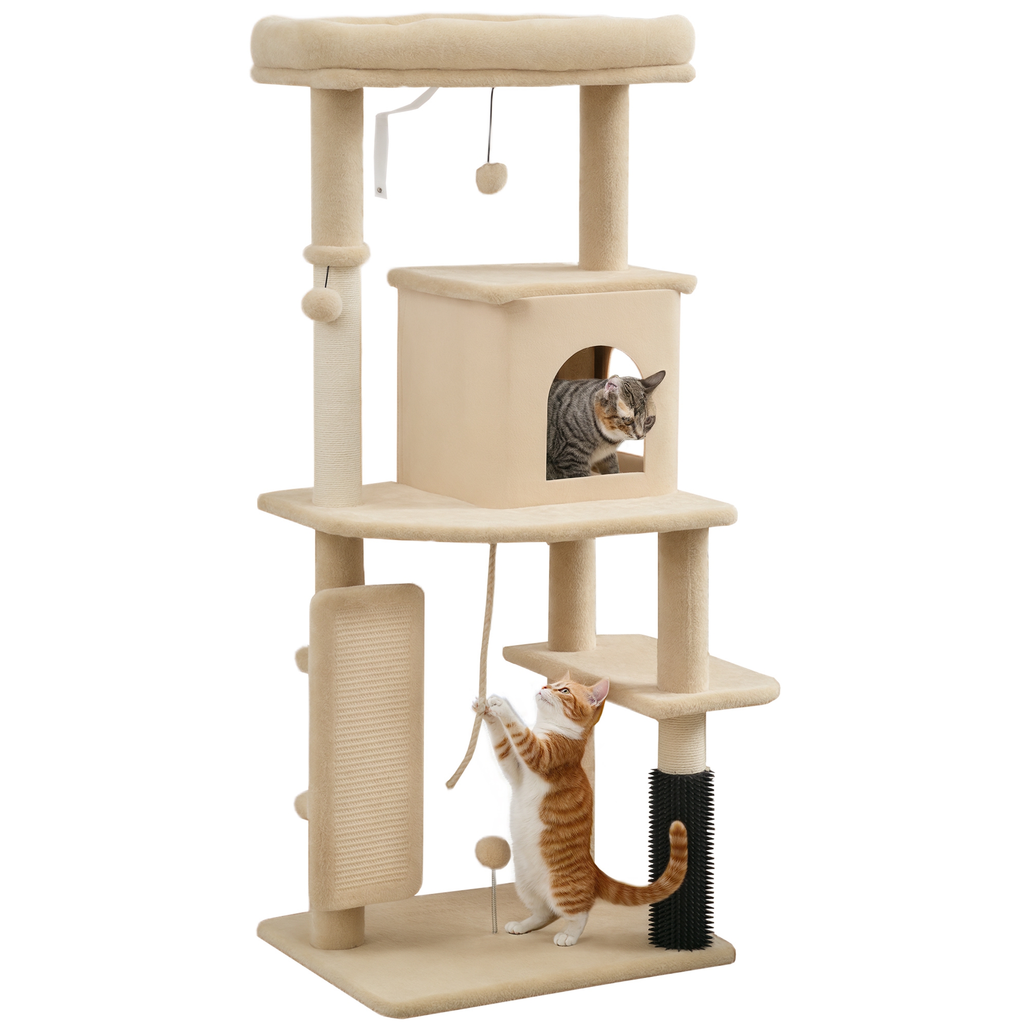 Arbre À Chat Avec Plateformes Et Poteaux À Griffer Beige_voghion.com