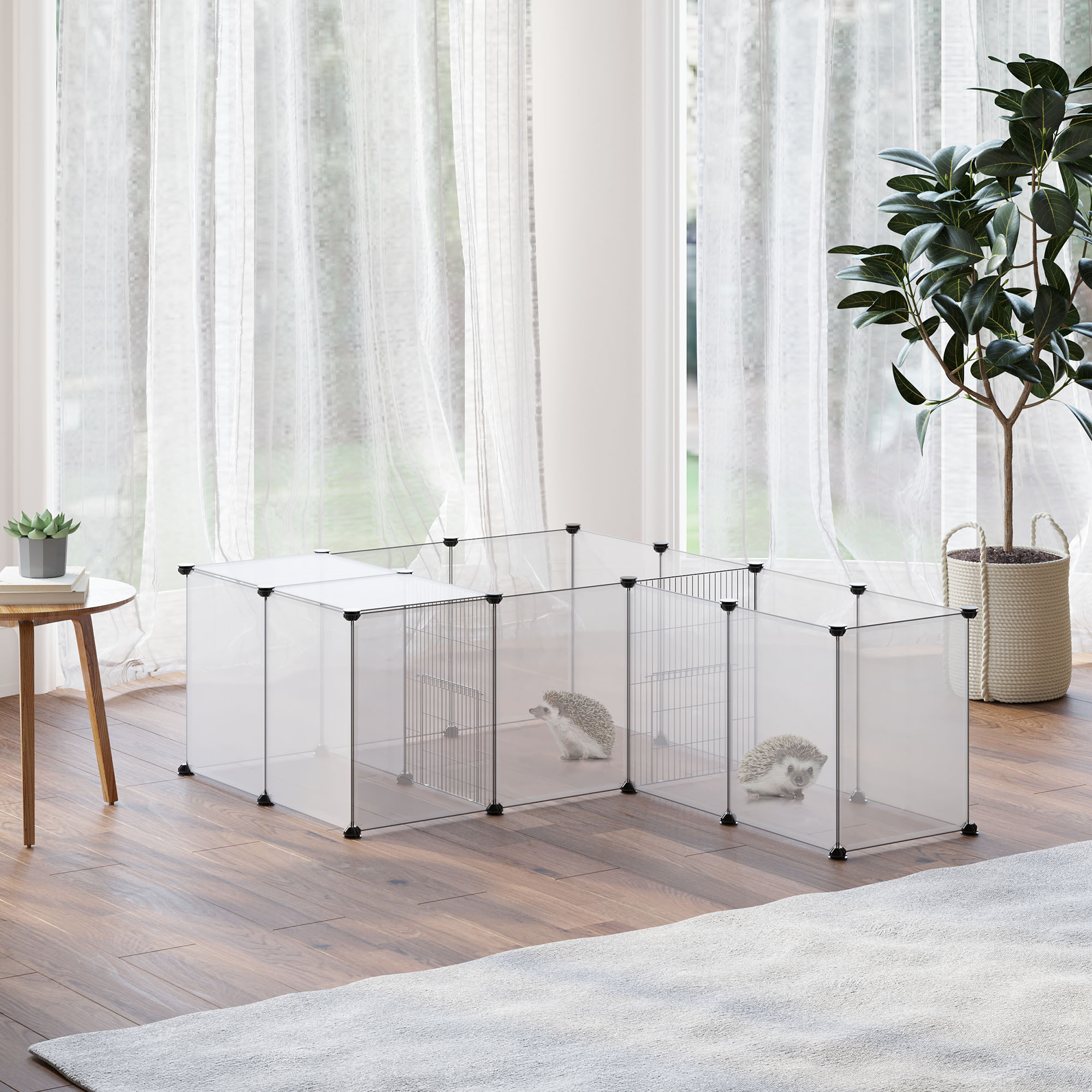 Modular Pet Enclosure With 20 Panels For Small Animals White_voghion.com