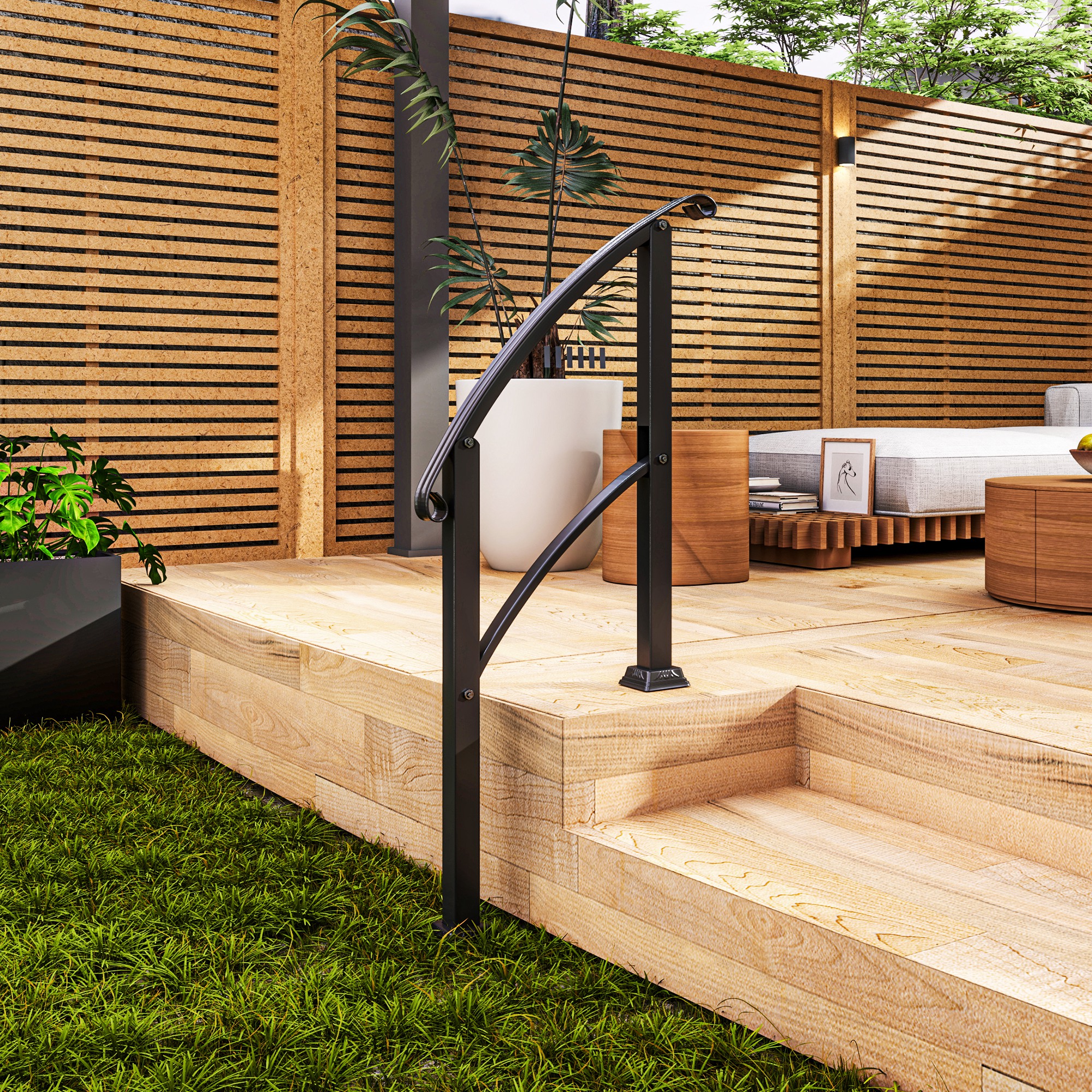 Adjustable Stair Railing Kit For Outdoor Steps And Garden Patio_voghion.com