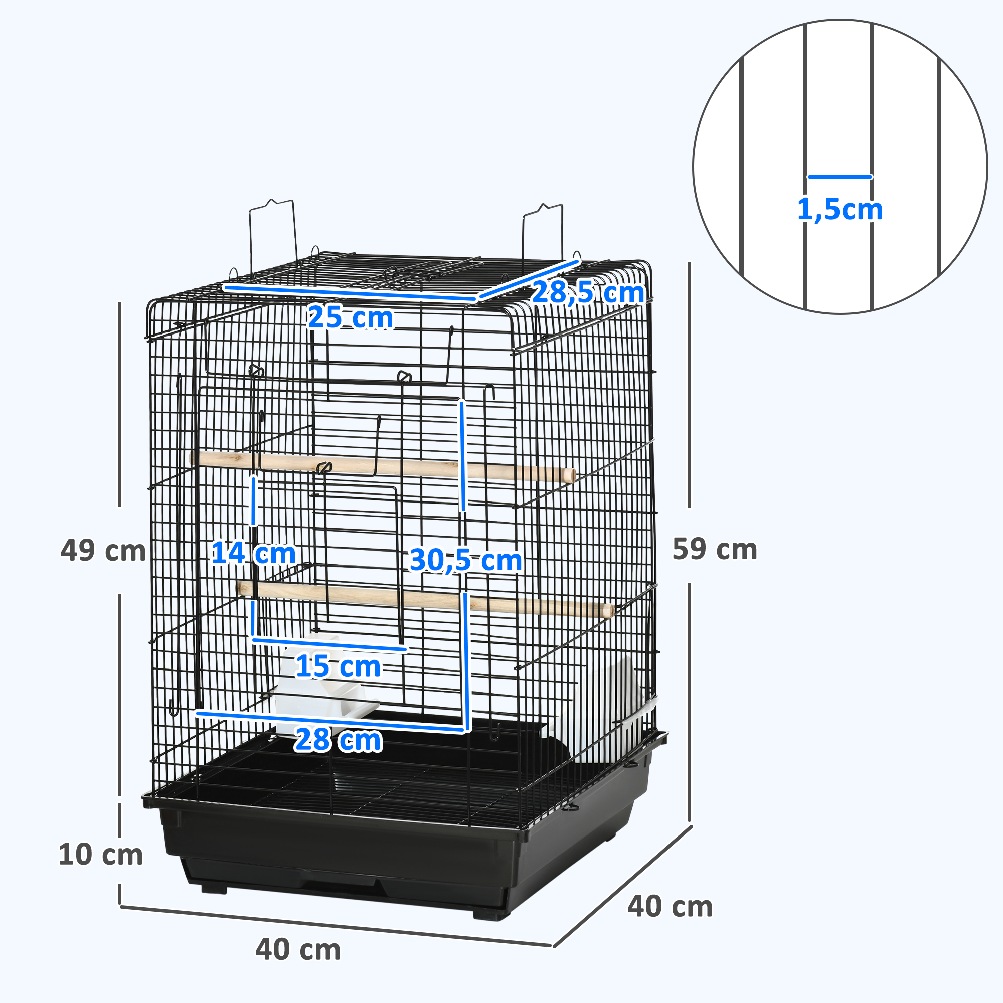 Bird Cage With Open Roof And Removable Tray For Birds_voghion.com