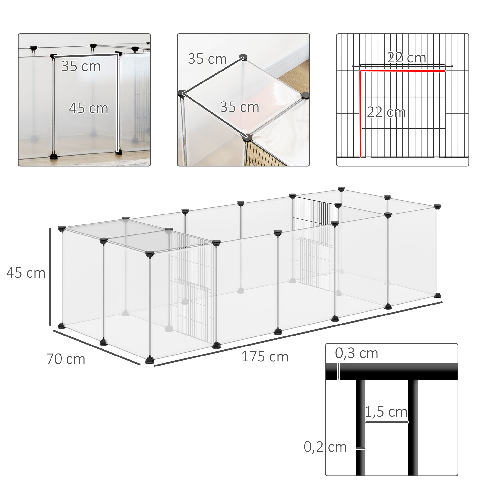 Modular Pet Enclosure With 20 Panels For Small Animals White_voghion.com