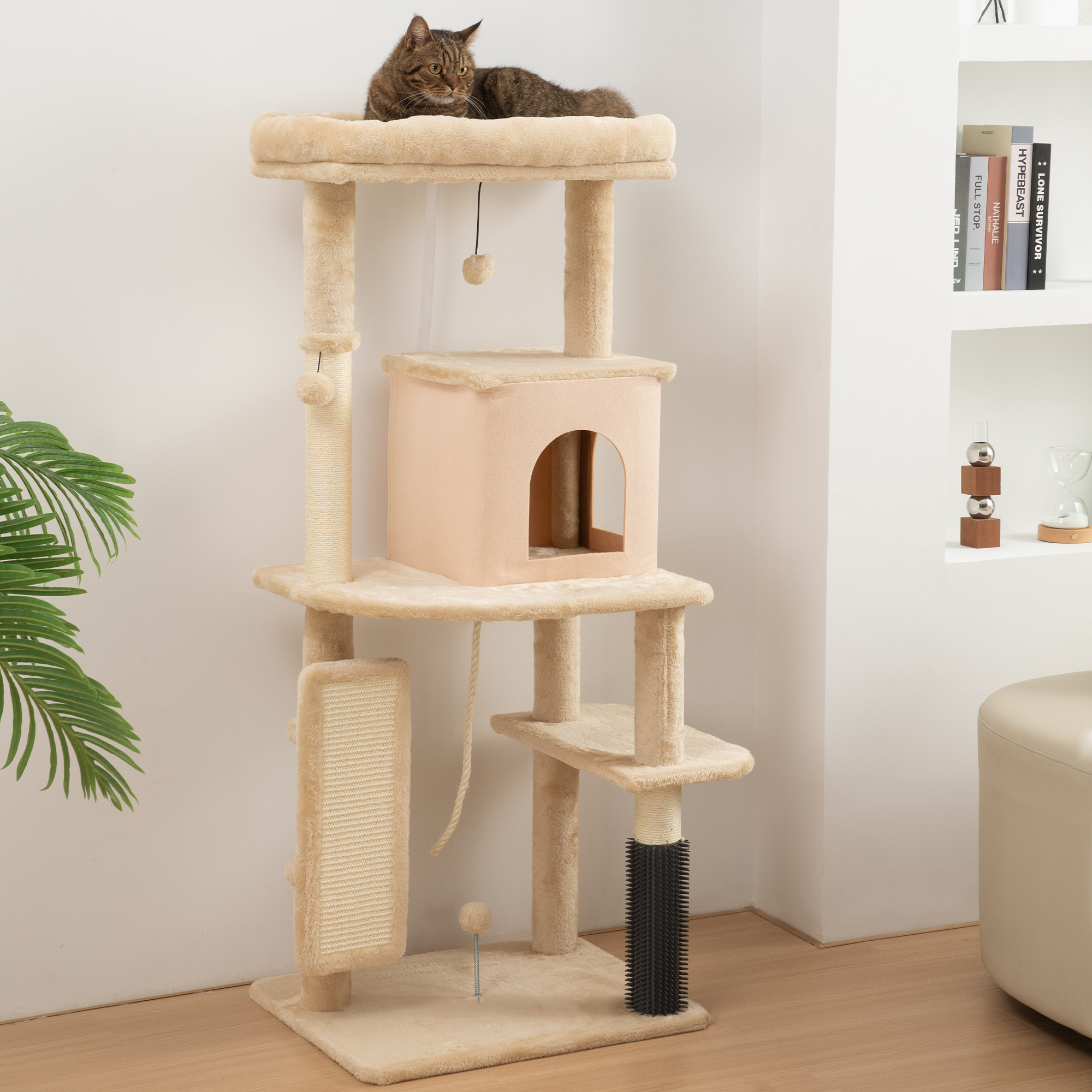 Arbre À Chat Avec Plateformes Et Poteaux À Griffer Beige_voghion.com