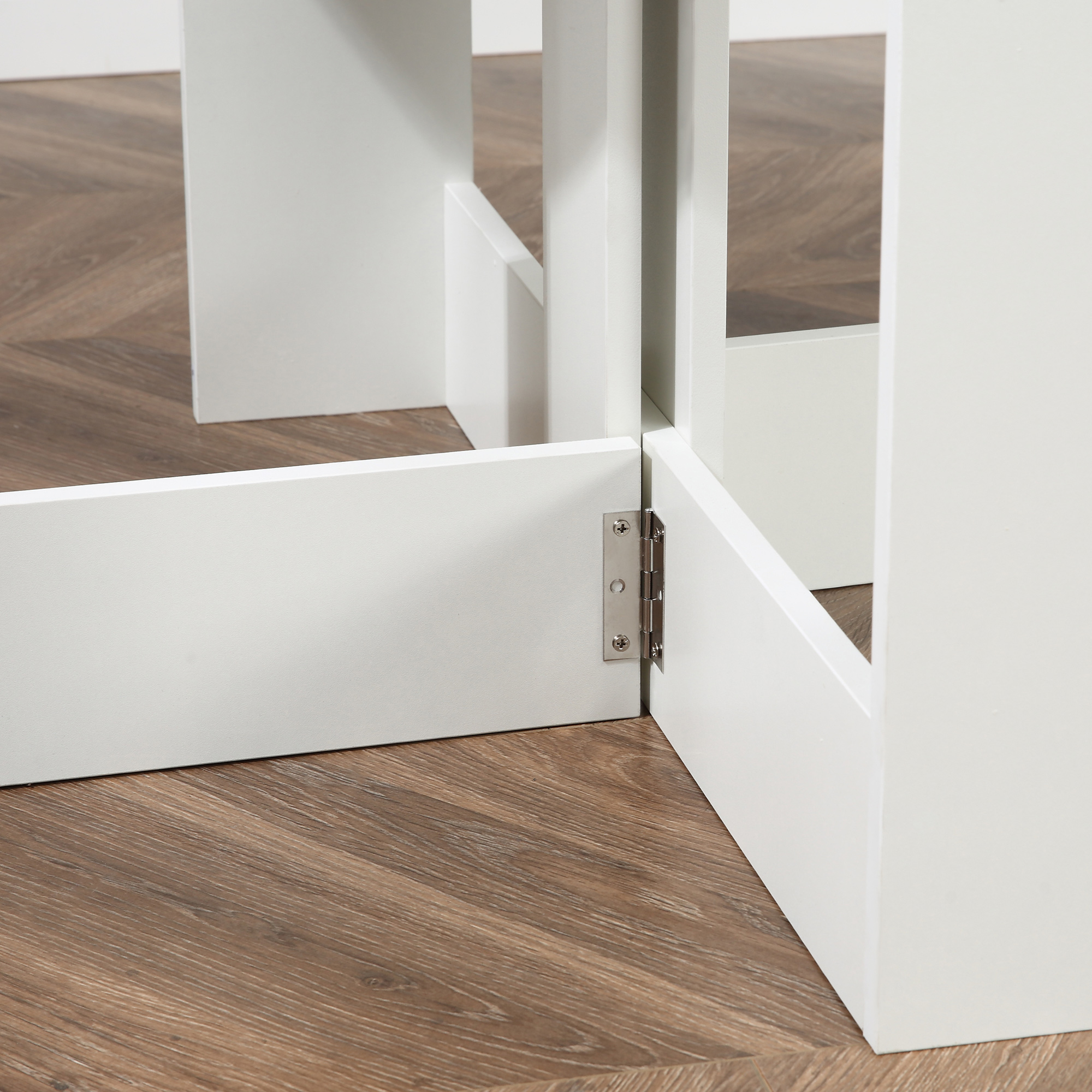 Klappbarer Küchen-Esstisch mit 2 Klappen – Ausziehbarer ovaler Tisch – 104 x 76 x 73,7 cm (L x T x H), weißes Holz_voghion.com