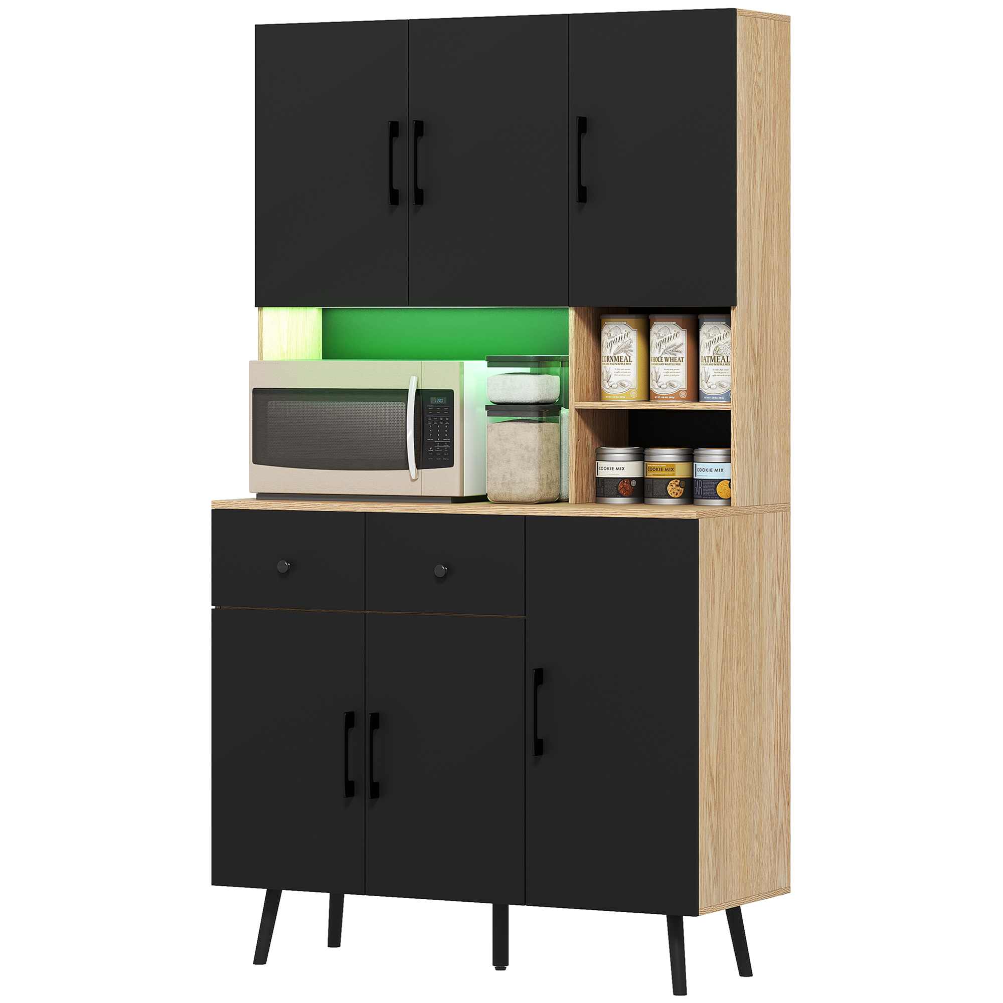 Meuble de cuisine Irovami 176 cm chêne/noir vue générale
