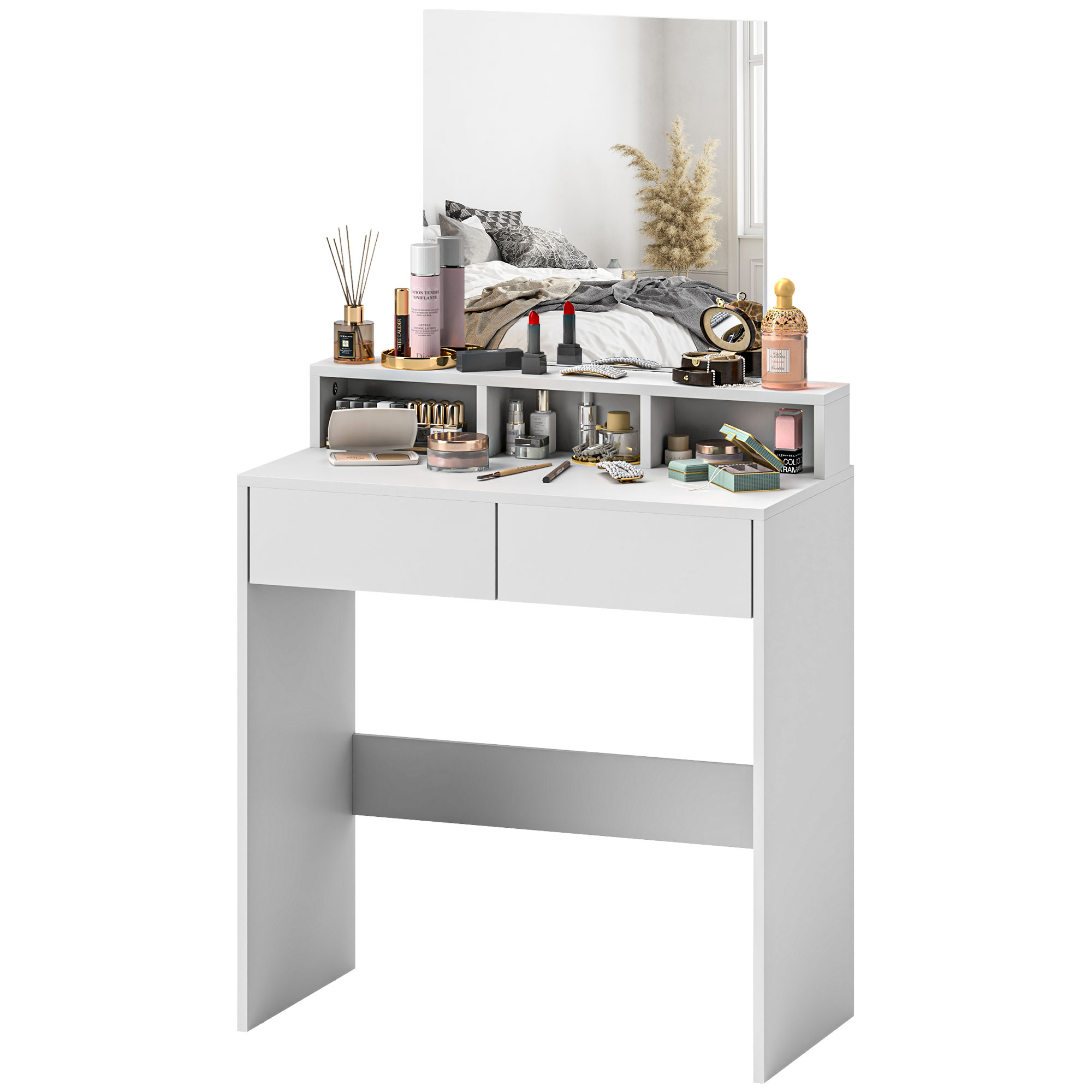 Coiffeuse Irovami blanche avec miroir vue générale