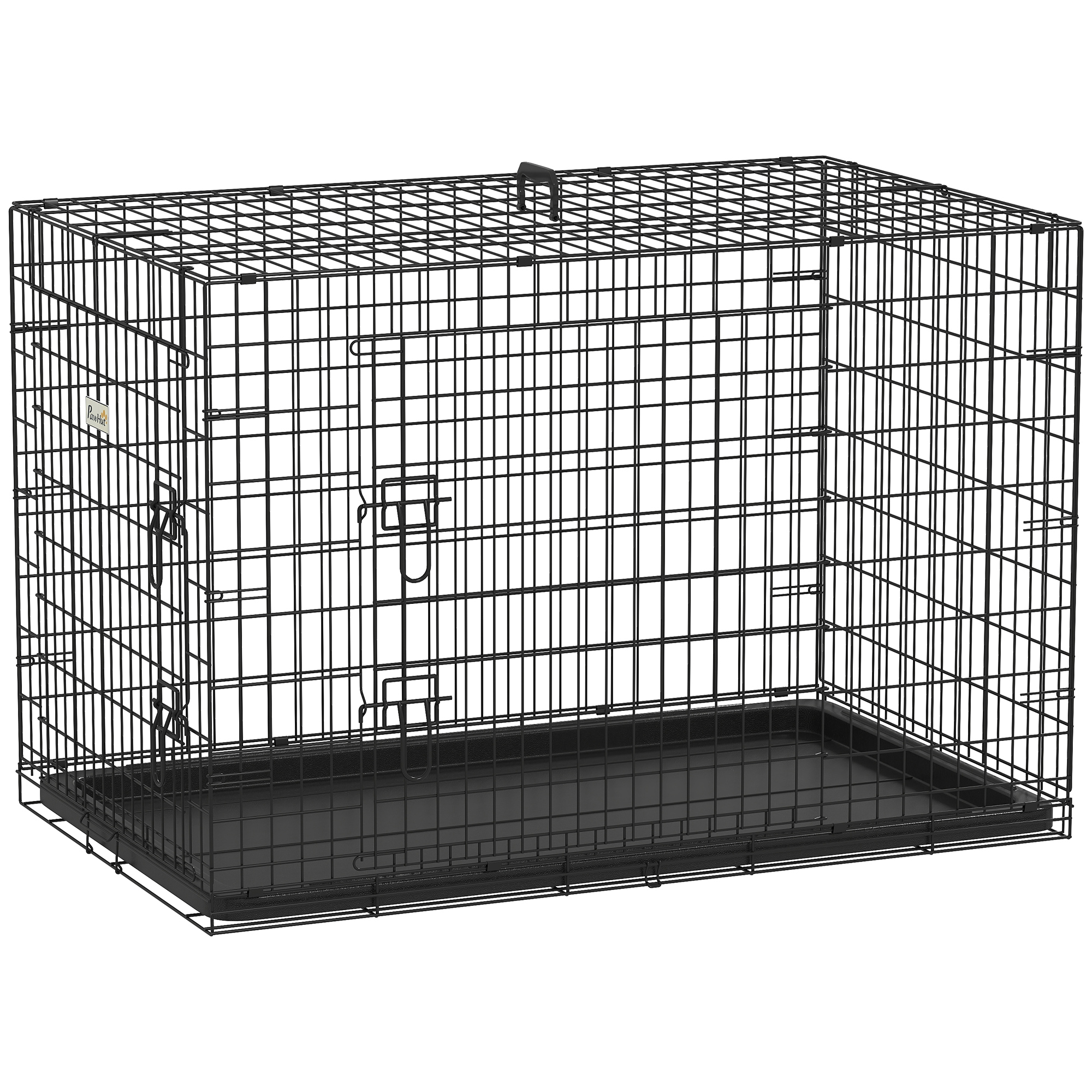 Dog Cage Medium Folding Wire With 2 Doors And Removable Tray_voghion.com