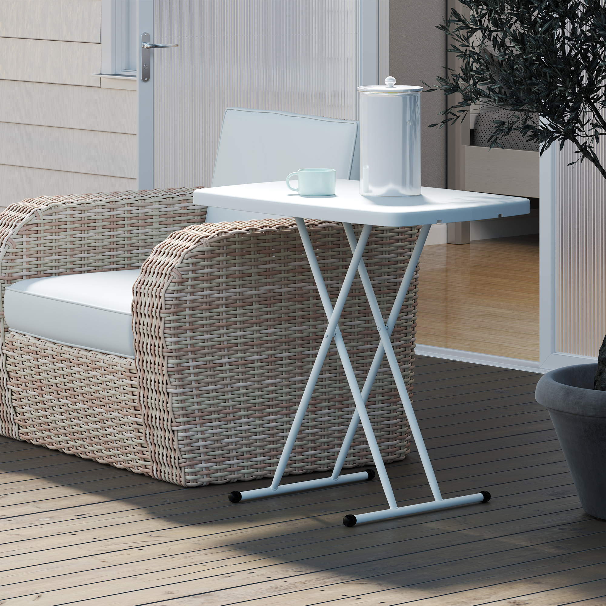 Table pliante Irovami pliée avec poignée