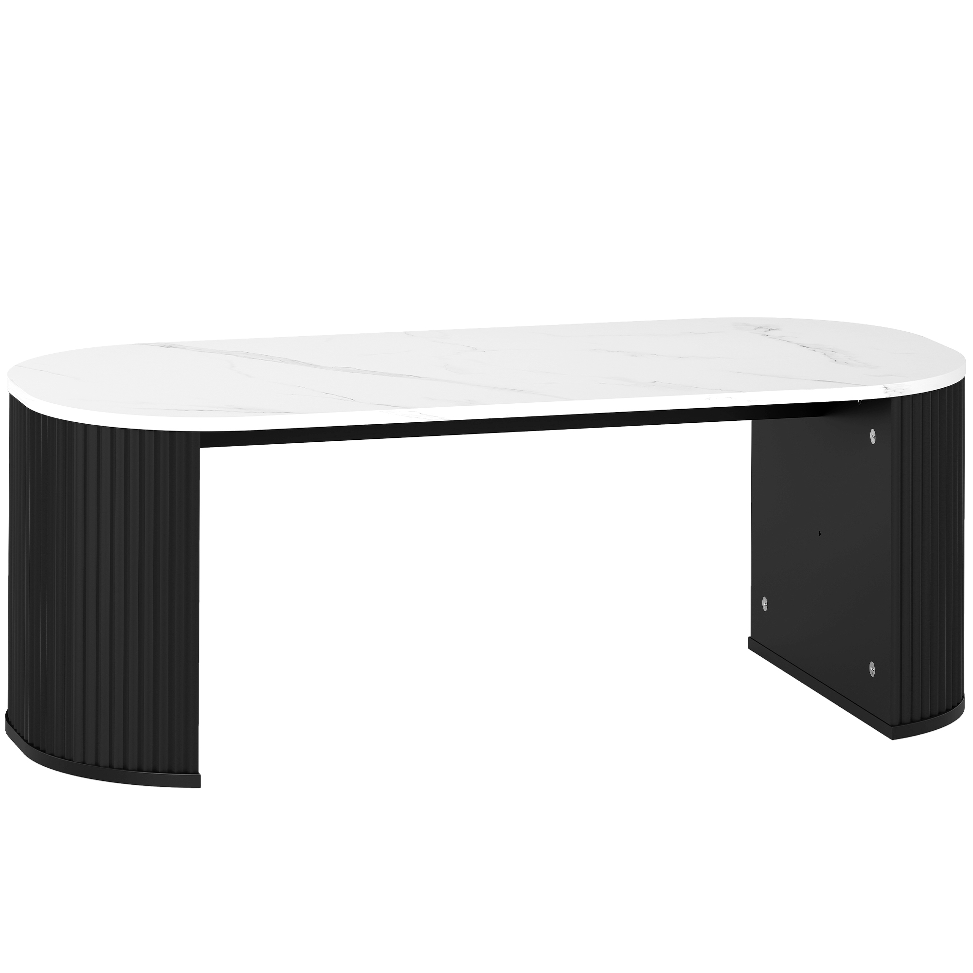 Ovaler Couchtisch, Beistelltisch, Marmoroptik, abgerundete Ecken, dicke Beine, 110 x 50 x 40 cm, Schwarz_voghion.com