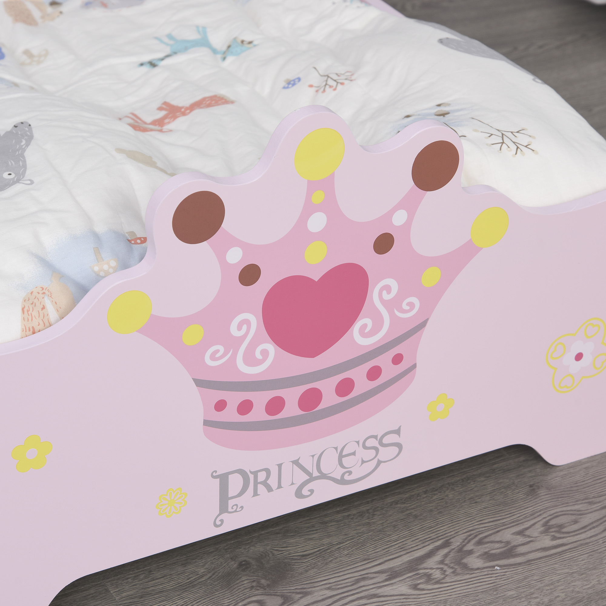 Toddler Crown Pattern Bed For Bedroom Pink_voghion.com