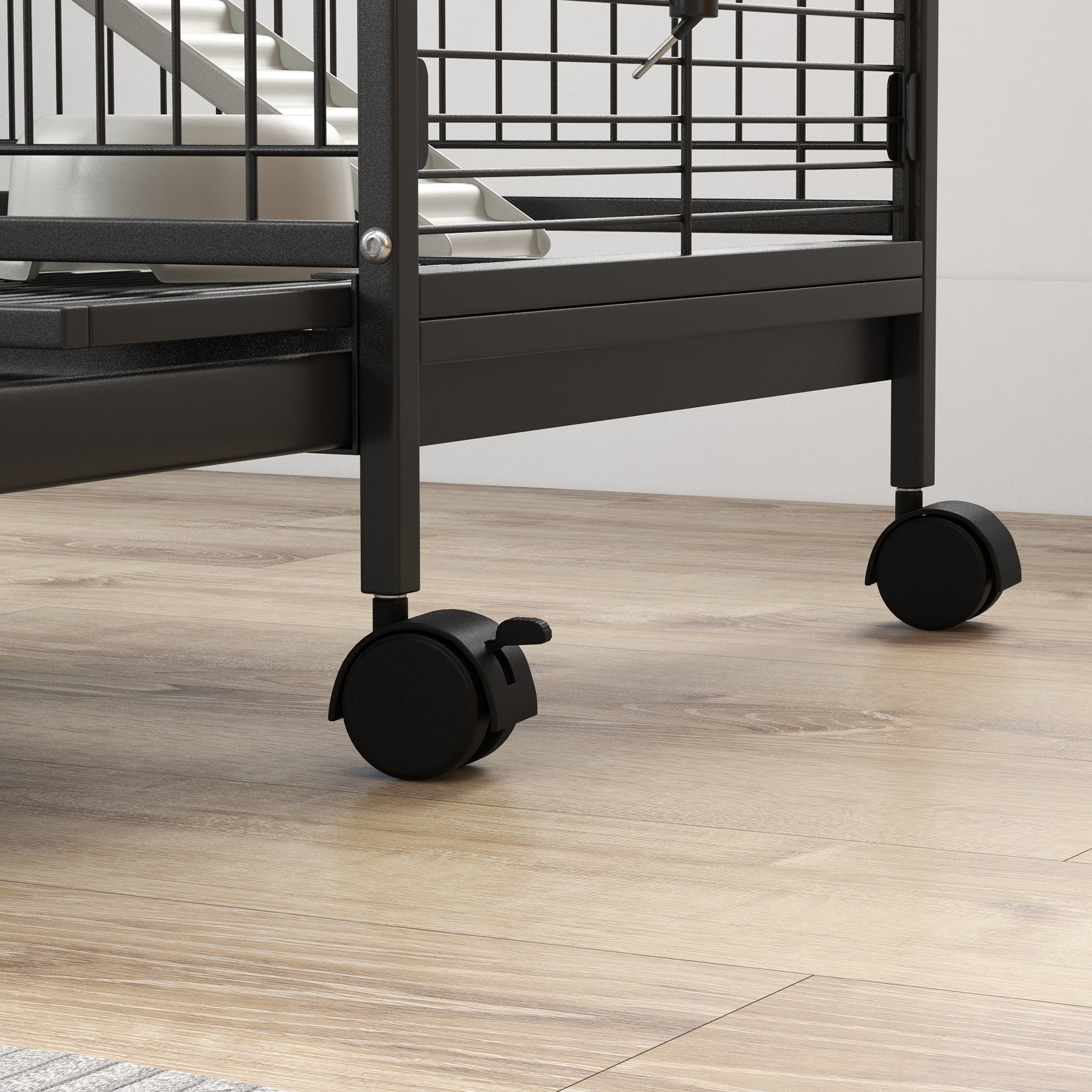 Rodent Cage With Wheels 3 Platforms Tray Feeder And Water Bottle_voghion.com