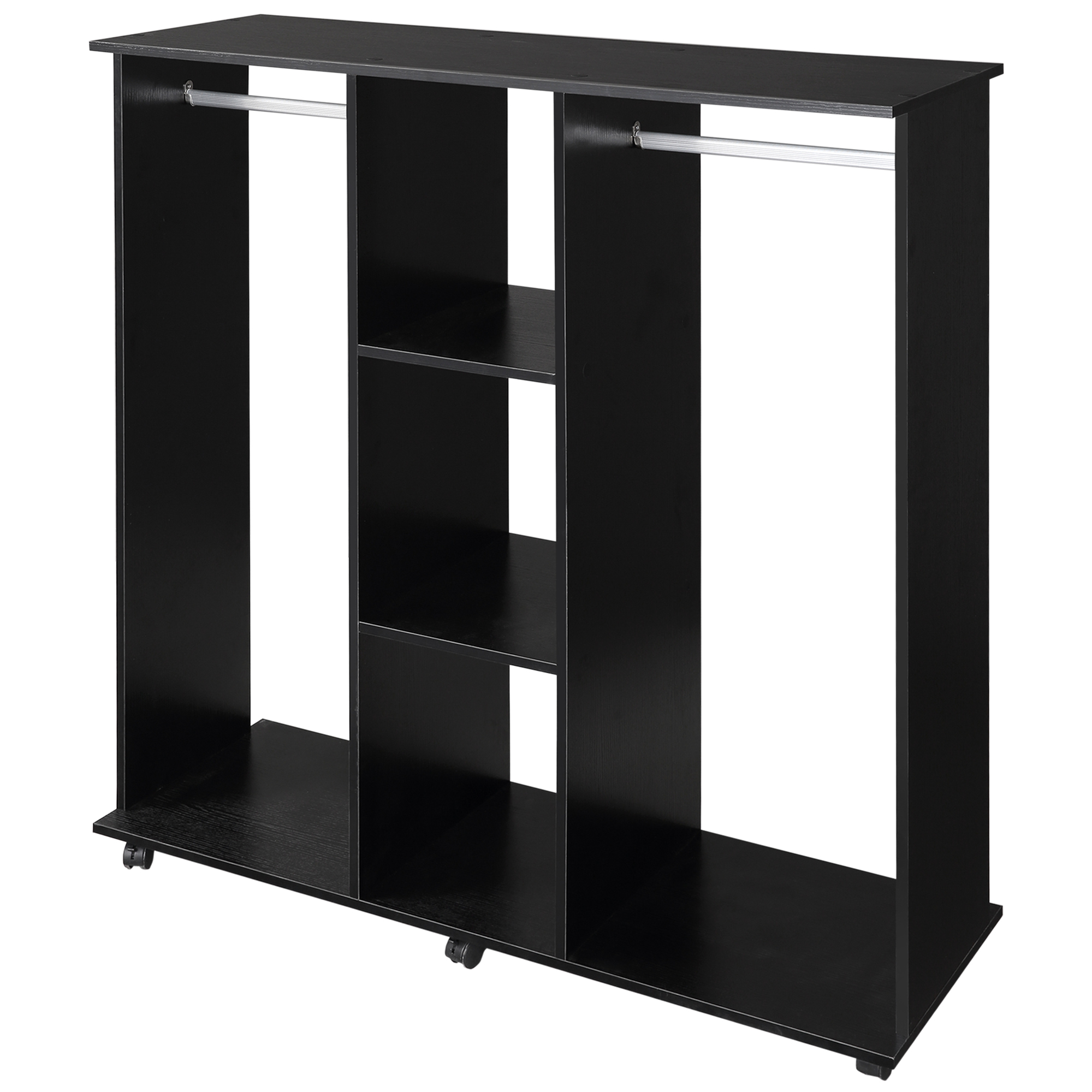 Wardrobe – Mobile 6 Casters, 120x40x128cm, Black Wood_voghion.com