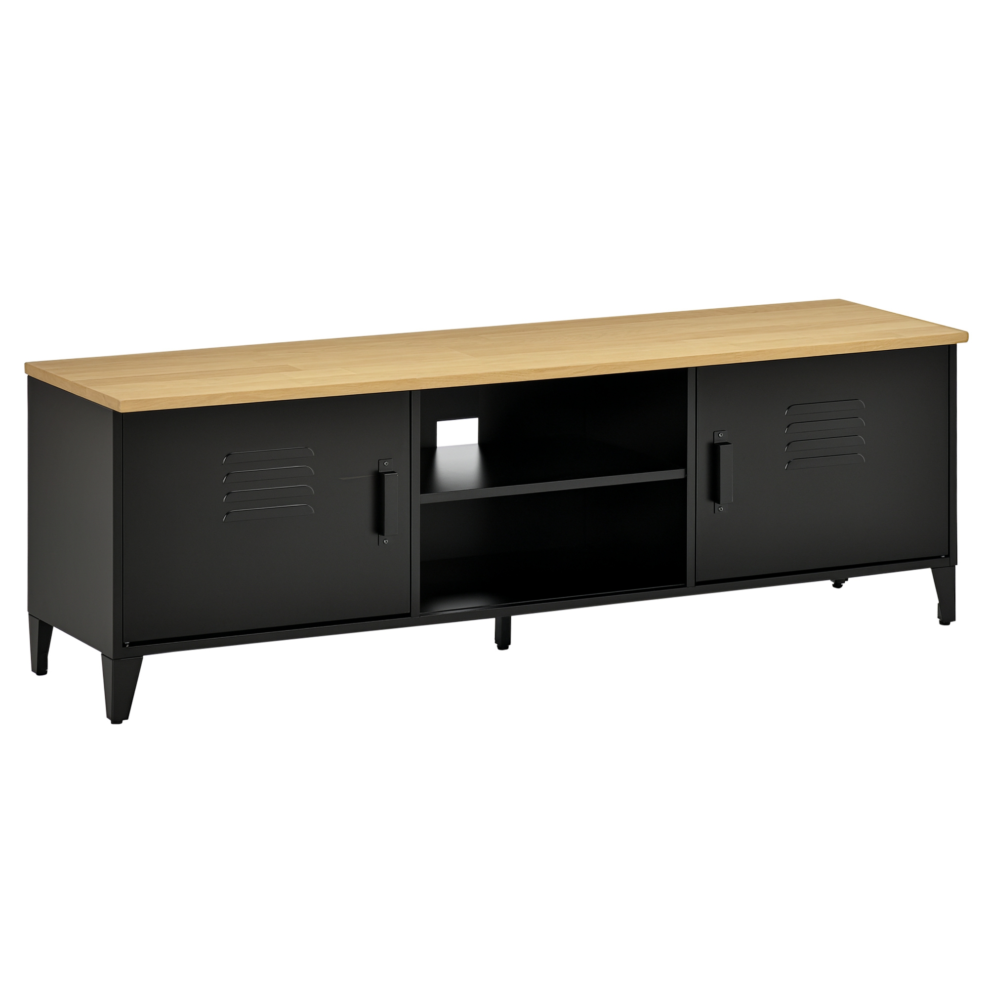 Meuble TV banc TV noir et bois