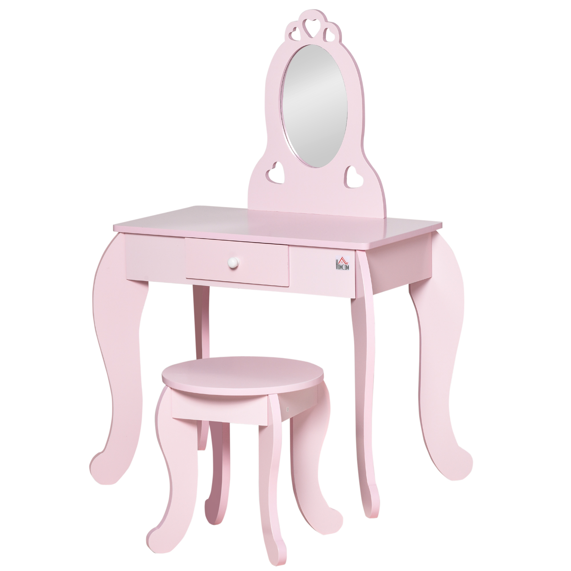 Coiffeuse et tabouret Irovami rose - vue complète