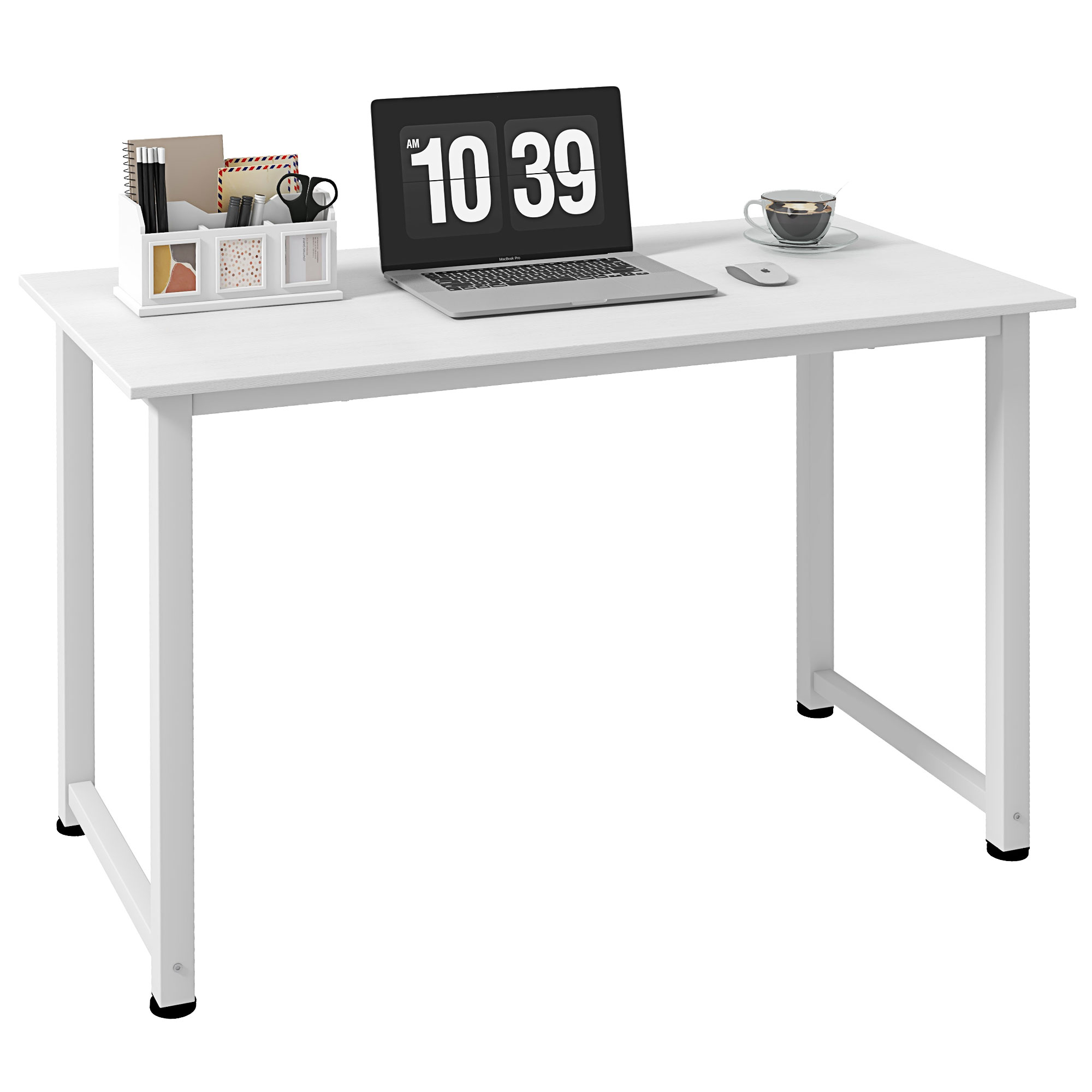 Mesa De Escritorio Con Marco De Acero Y Patas Ajustables Mesa De Estudio Para Oficina Hogar 120x60x76 Cm Bianco_voghion.com