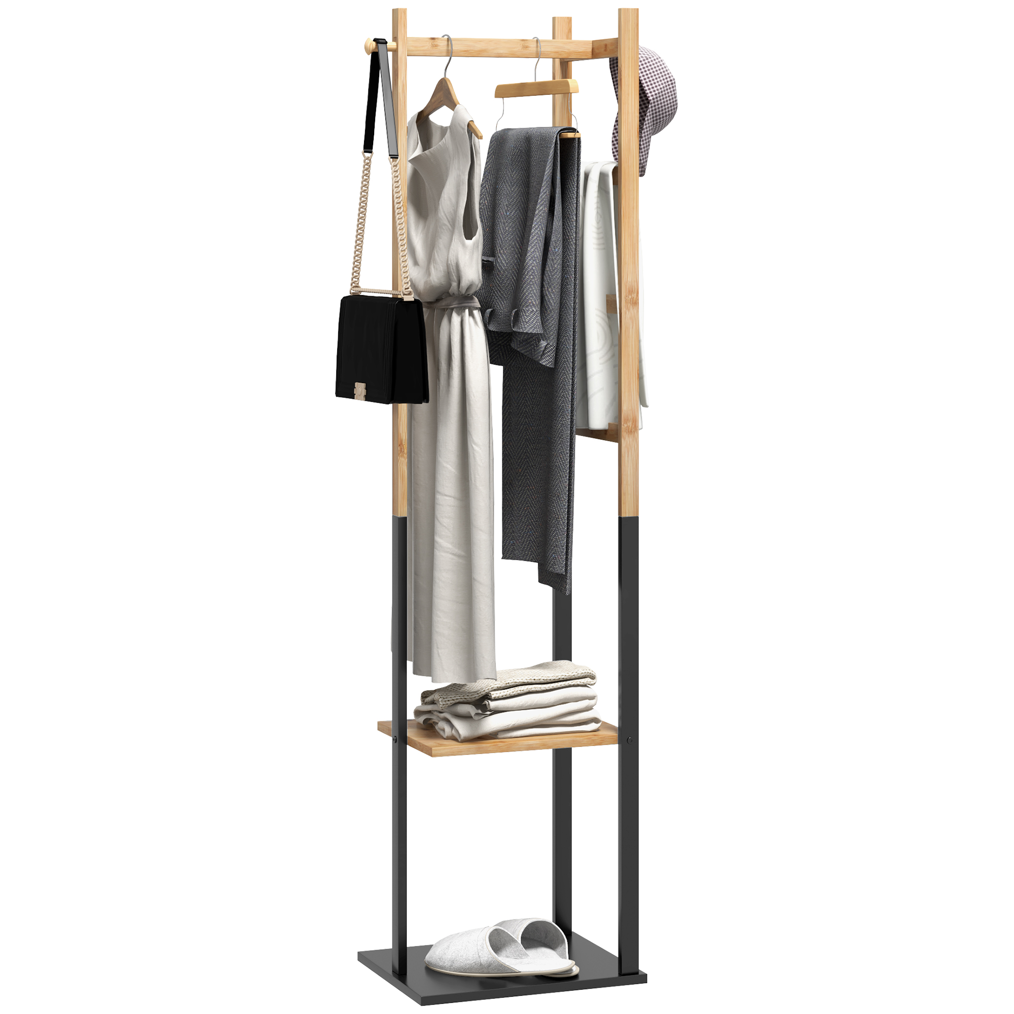 Wardrobe – Bamboo, Rod + Shelves + Hooks + 4 Side Bars_voghion.com
