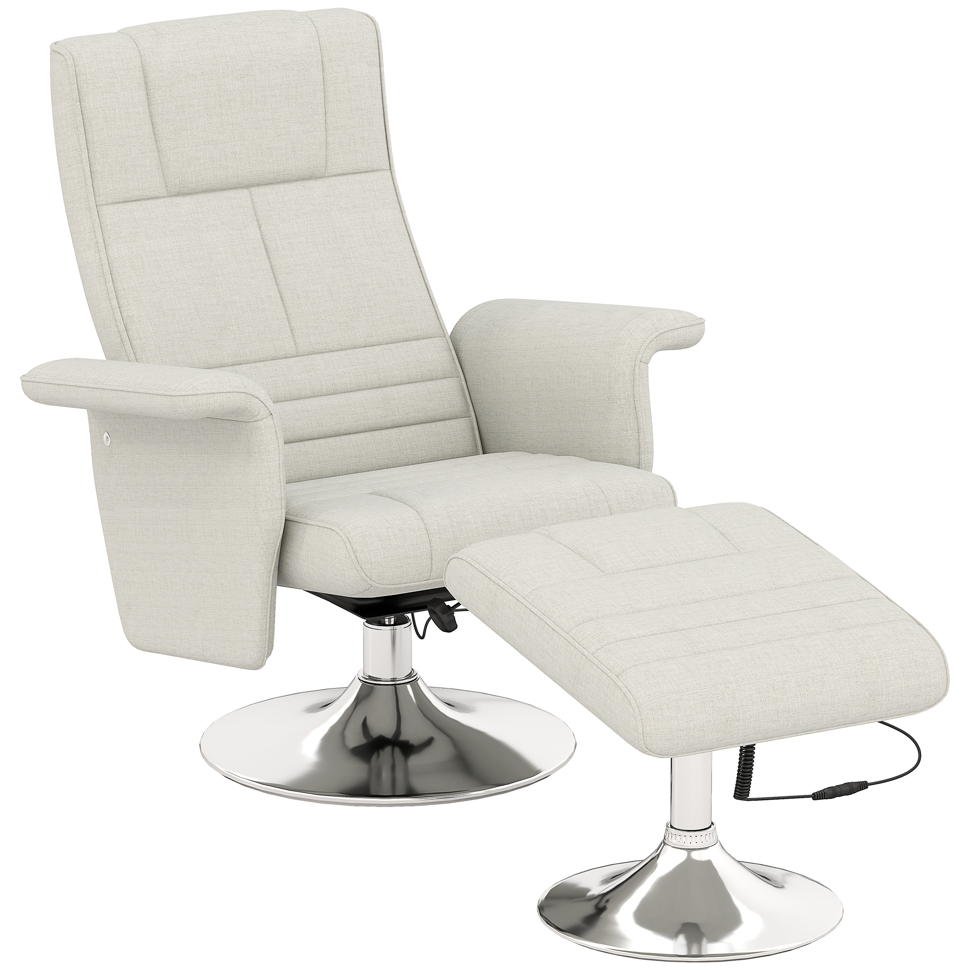 Fauteuil Relax Massant Avec Pouf. Fauteuil TV Avec Dossier Inclinable Siège Pivotant À 360° 78 X 95 X 88 Cm Crème_voghion.com