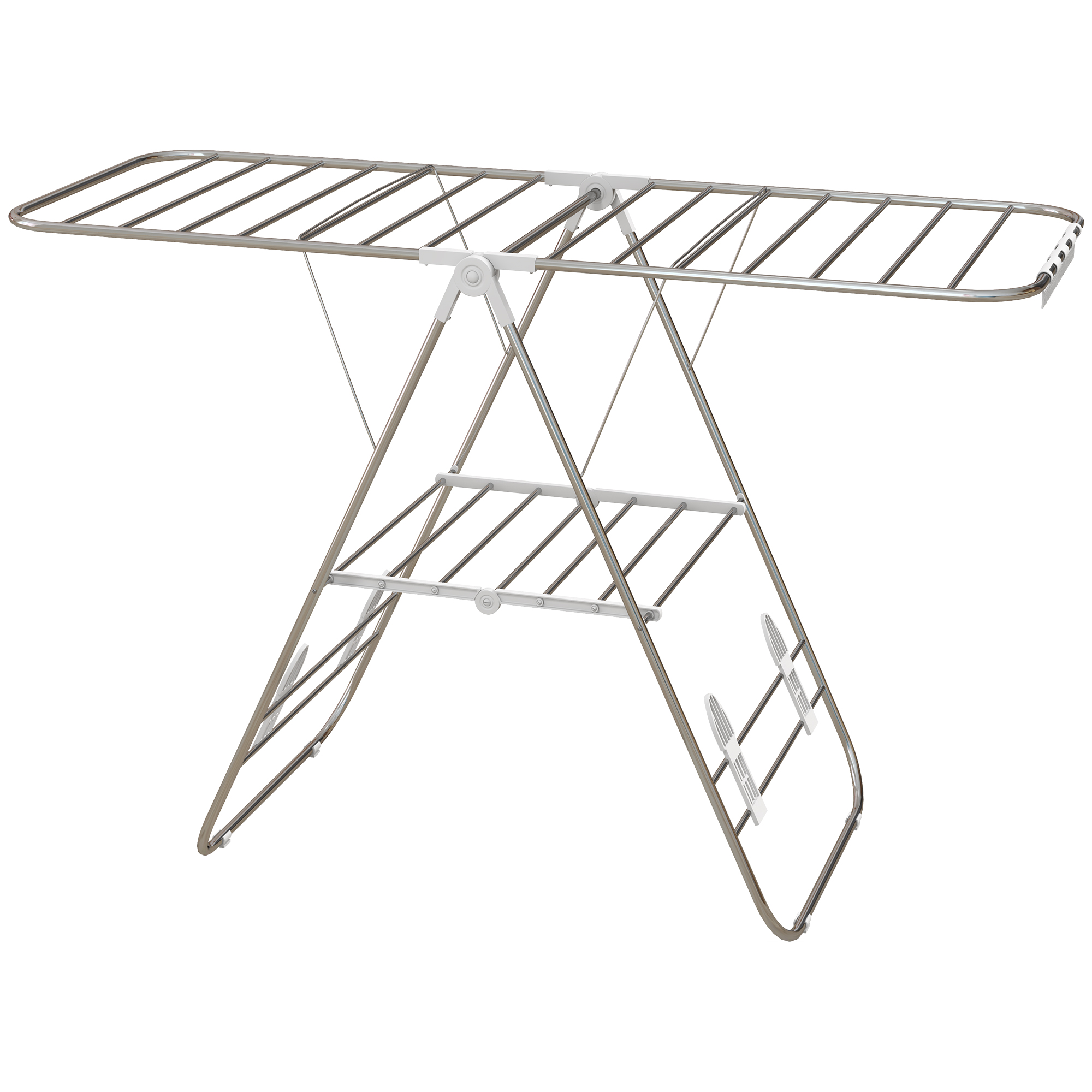 Zusammenklappbarer Wäscheständer, 2 verstellbare Ebenen, 148 cm (B) x 60,5 cm (T) x 98 cm (H)_voghion.com