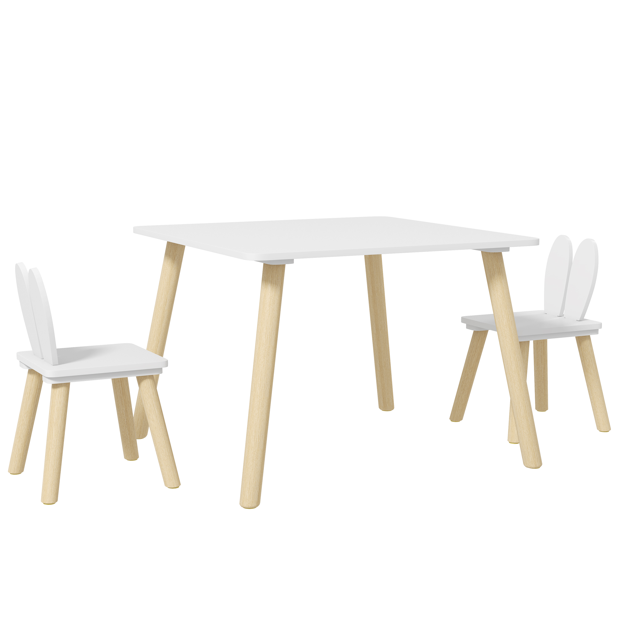 Mesa Infantil Con Sillas Respaldos Con Orejas De Conejo Mesa Infantil Para Guardería Sala De Juegos Blanco_voghion.com