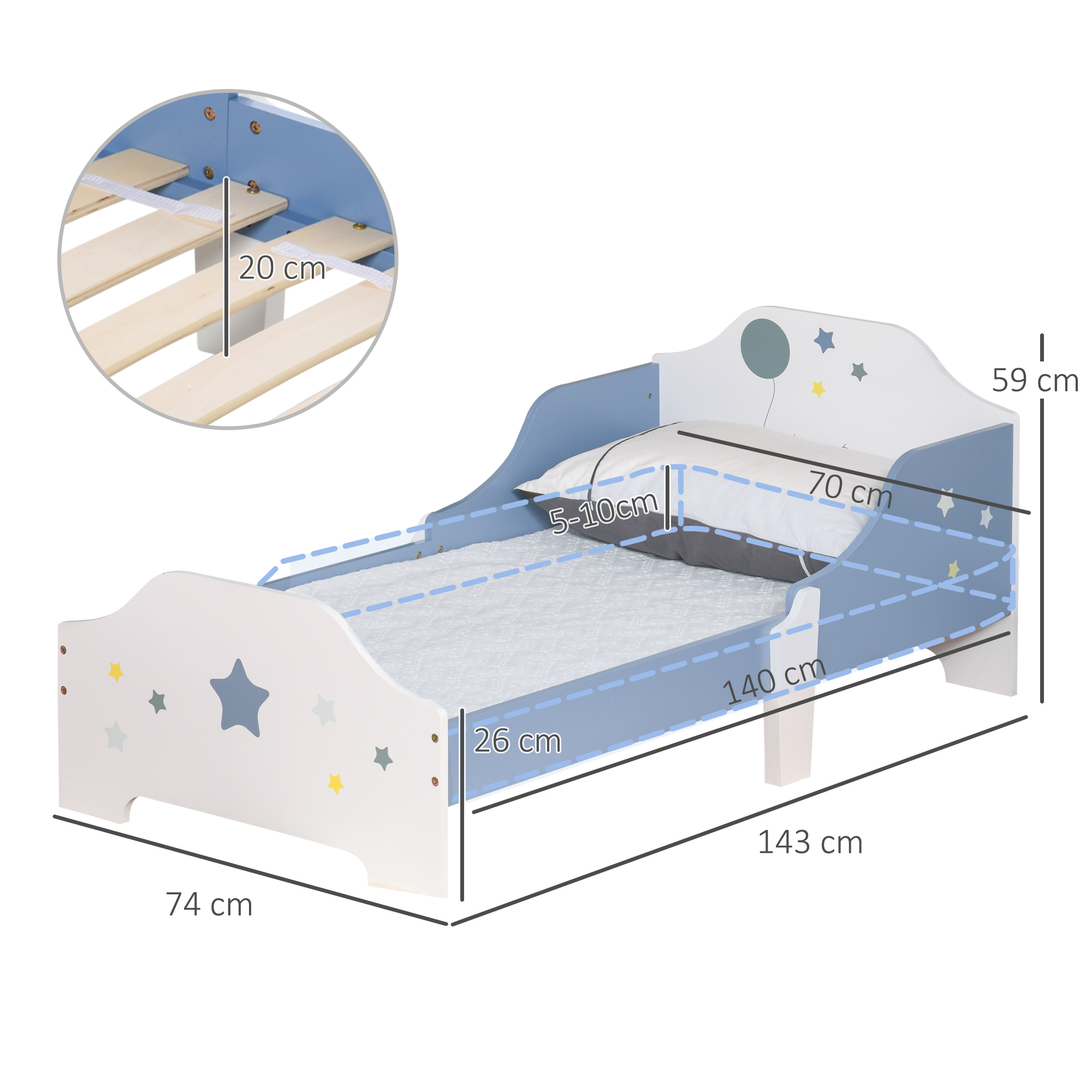 Kinderbett Aus Holz Mit Sternenmotiv Für Kinder Blau_voghion.com