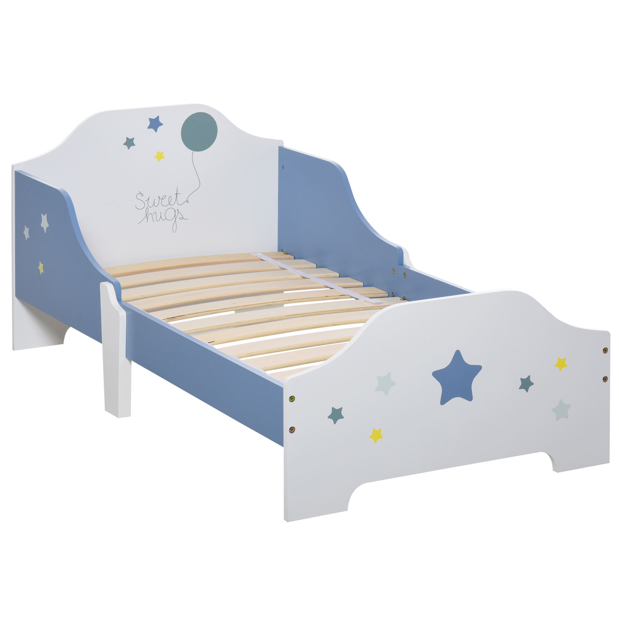lettino bambini 3-6 anni legno pioppo blu bianco