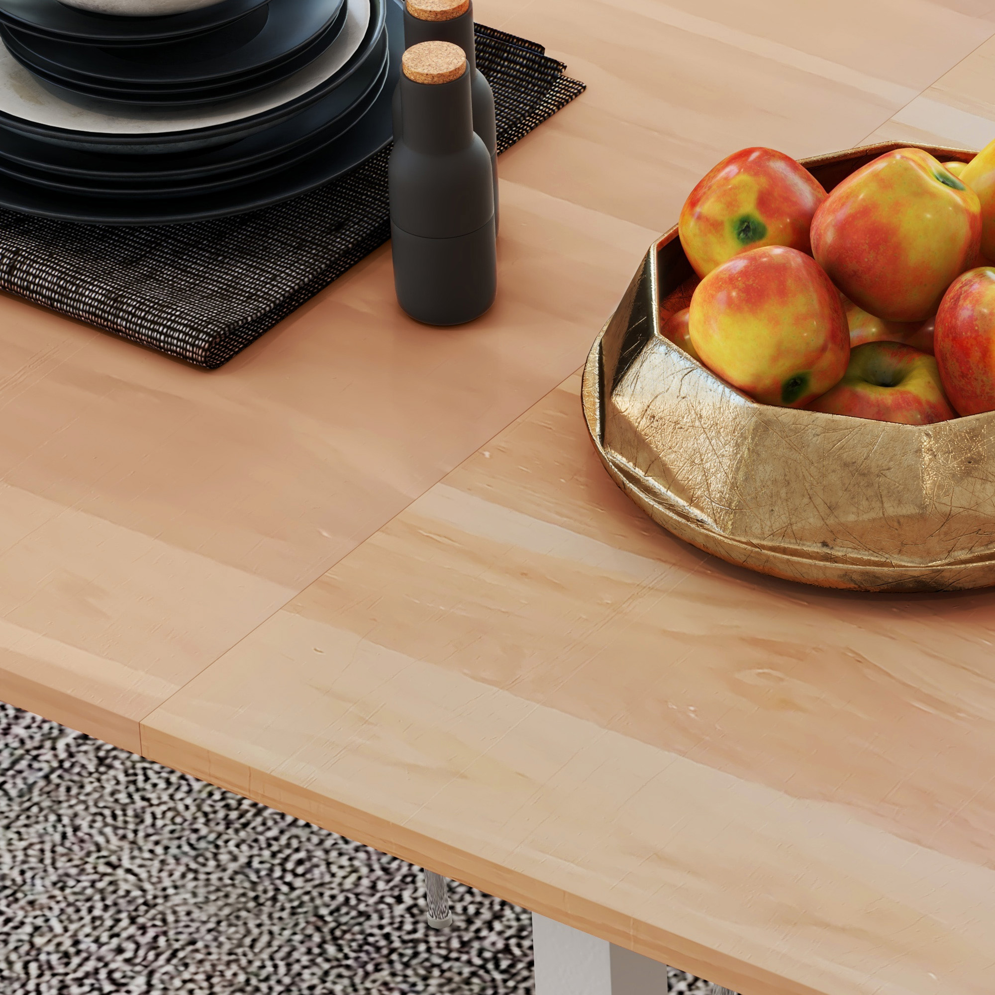 Ausziehbarer Esstisch, modernes Design, Küchentisch mit großer Tischplatte für 6 Personen, dunkelbraunes Stahlgestell_voghion.com