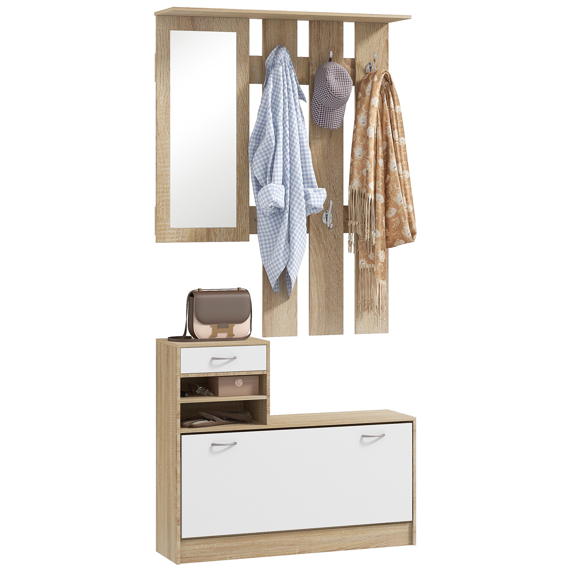 Meuble d'entrée vestiaire avec panneau p