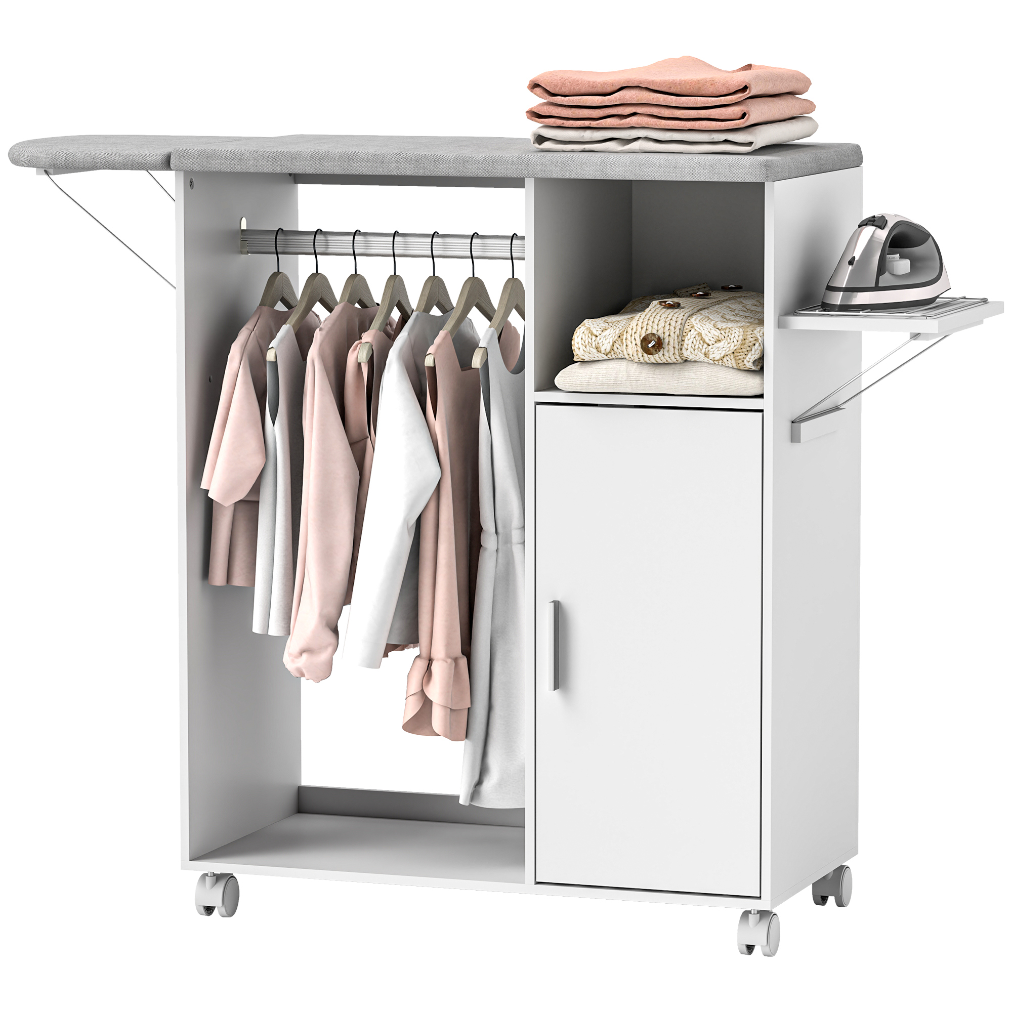 Armario de planchado compacto con tabla de planchar plegable