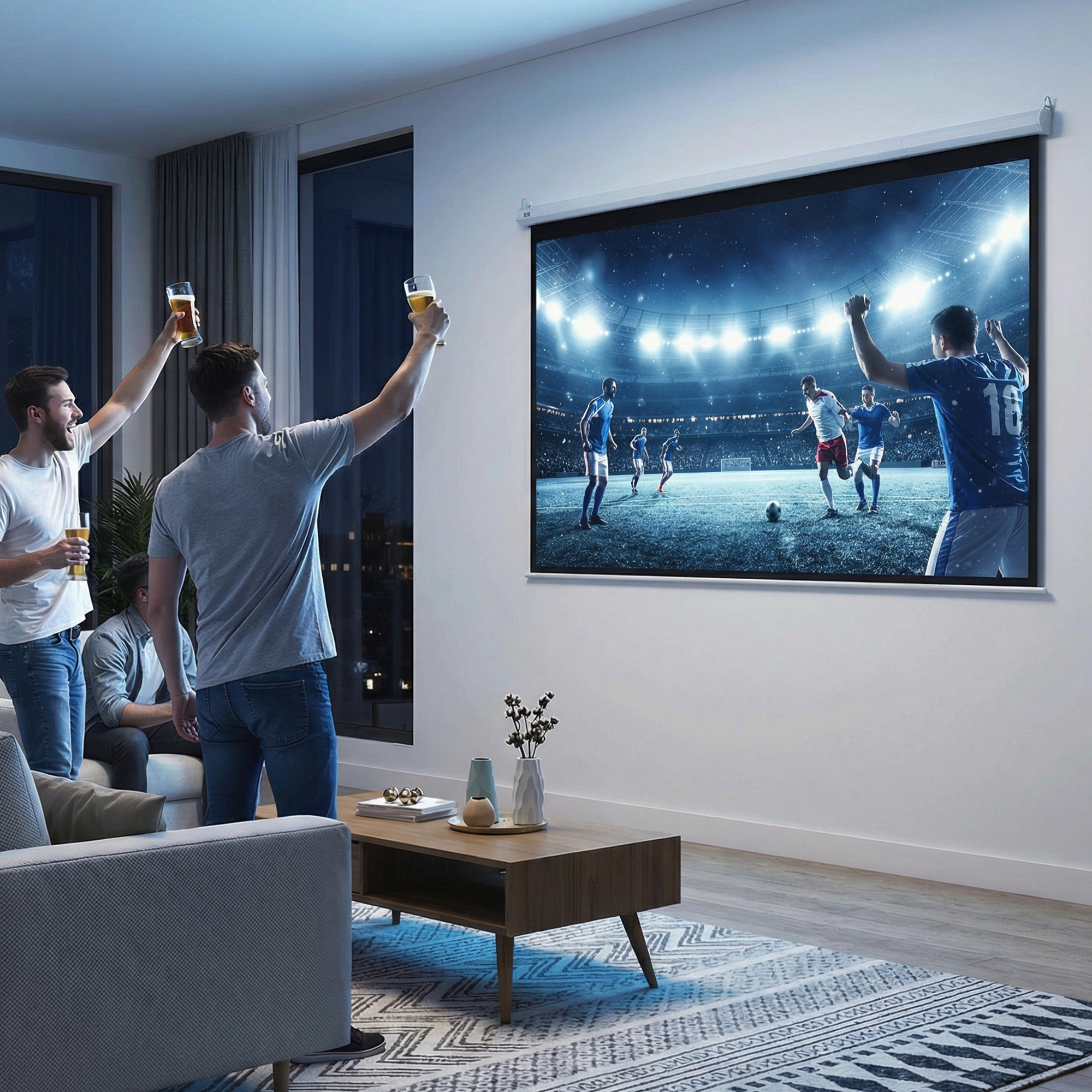 84 Zoll (213 cm) große, motorisierte und elektrische 4K HD-Leinwand im 4:3-Format für TV und Heimkino, Wand- oder Deckenmontage, inklusive Bedienfeld und Fernbedienung._voghion.com