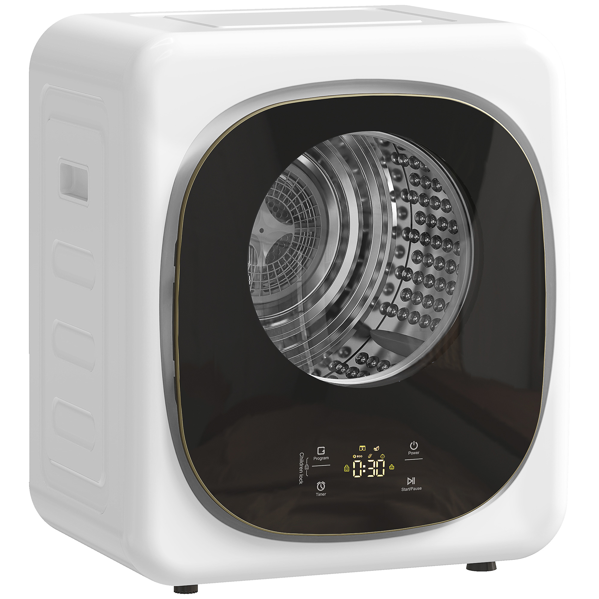 Ablufttrockner für Zuhause 4kg Weiß 800W 5 Modi Touch-Display 48x43x57cm