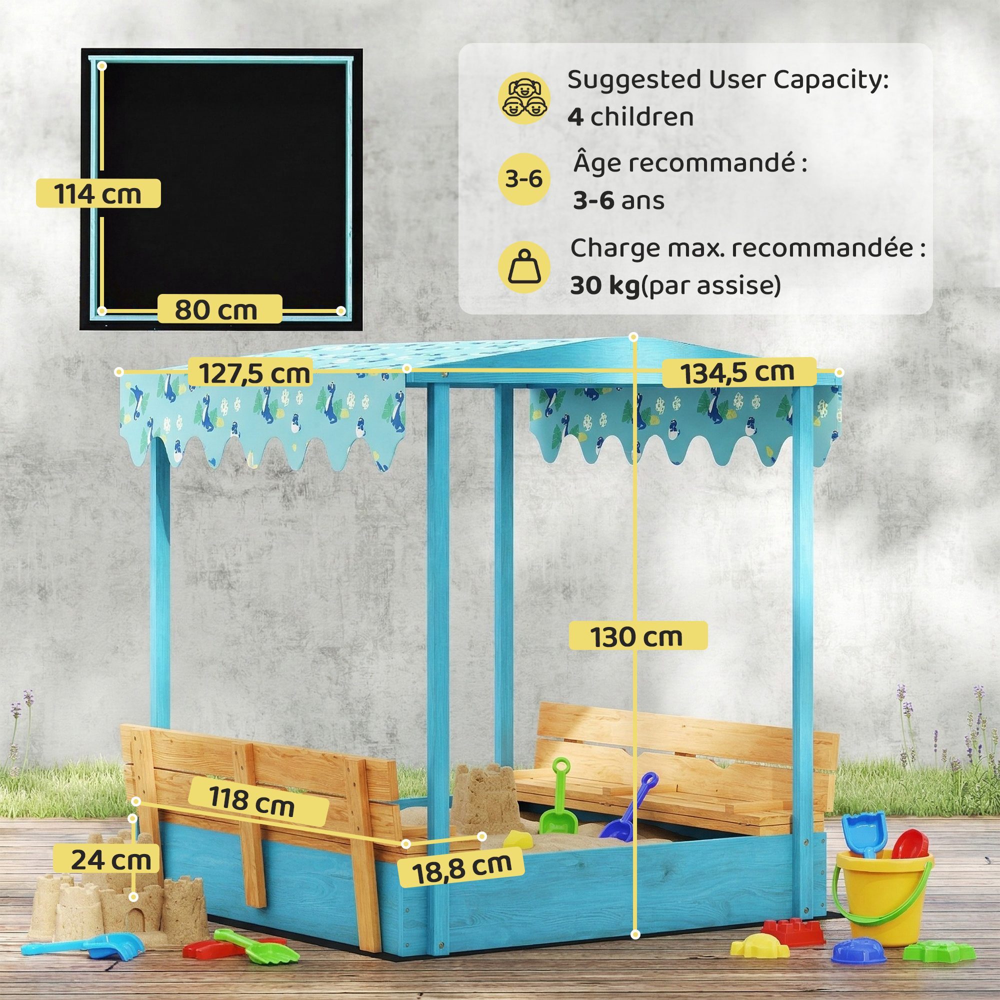 Estructura de madera de abeto y capacidad de 290 kg