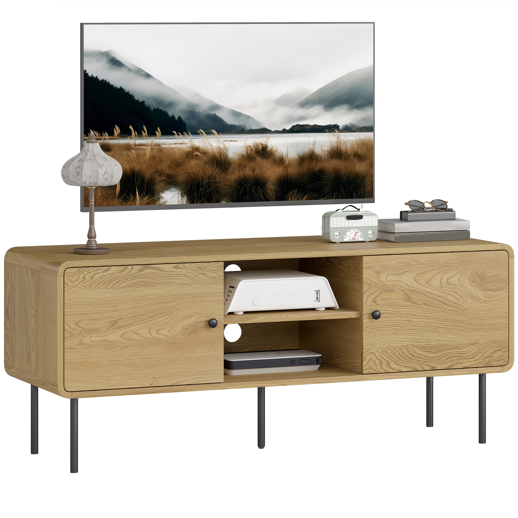 Meuble TV chêne avec pieds acier