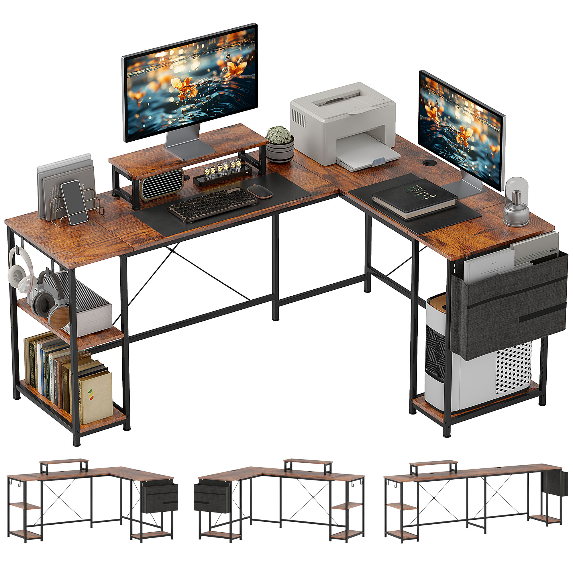 Bureau d'angle réversible. 168-240 cm. b
