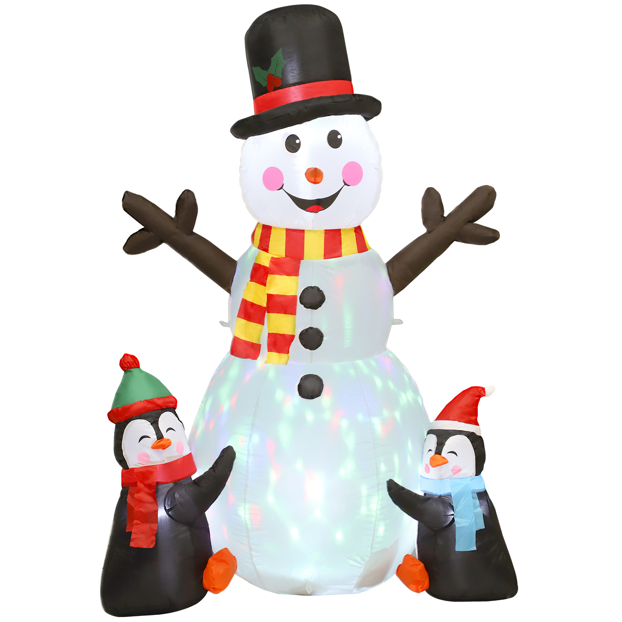 Bonhomme de neige et pingouins gonflable 180 cm