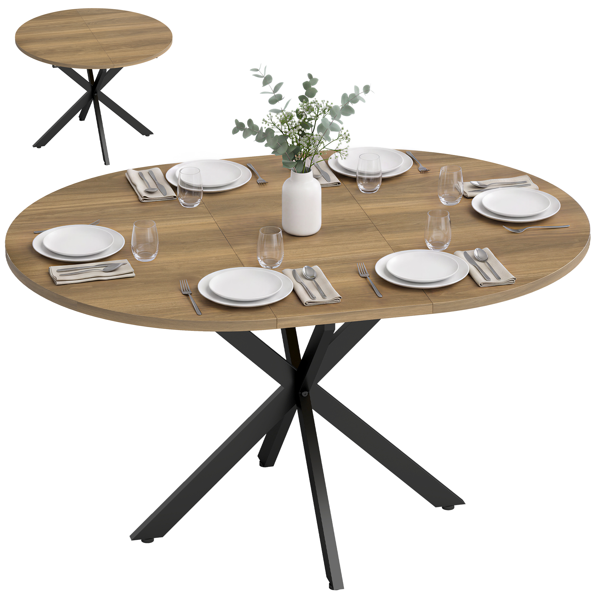 Table à manger extensible ovale pour 4 à
