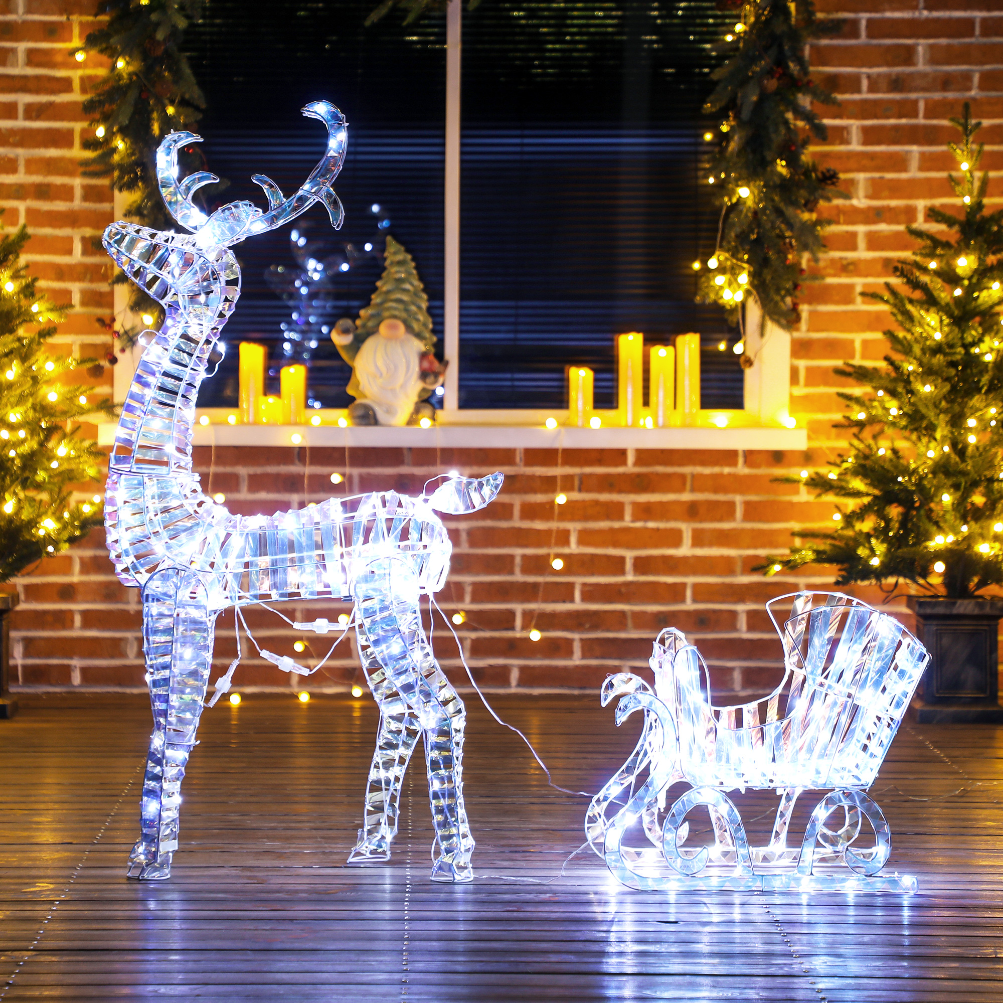 Renne et traîneau lumineux 170 LED