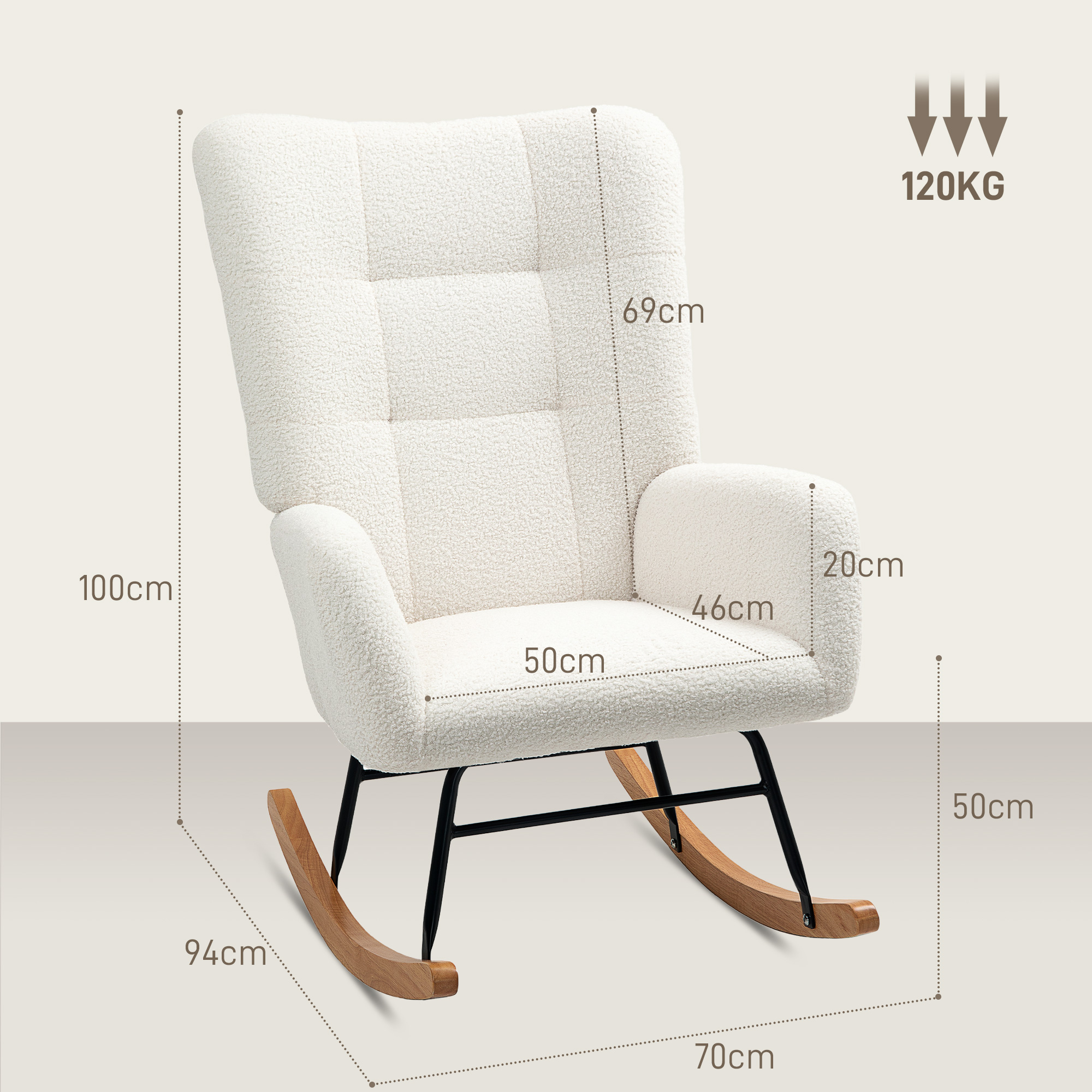Fauteuil bascule crème