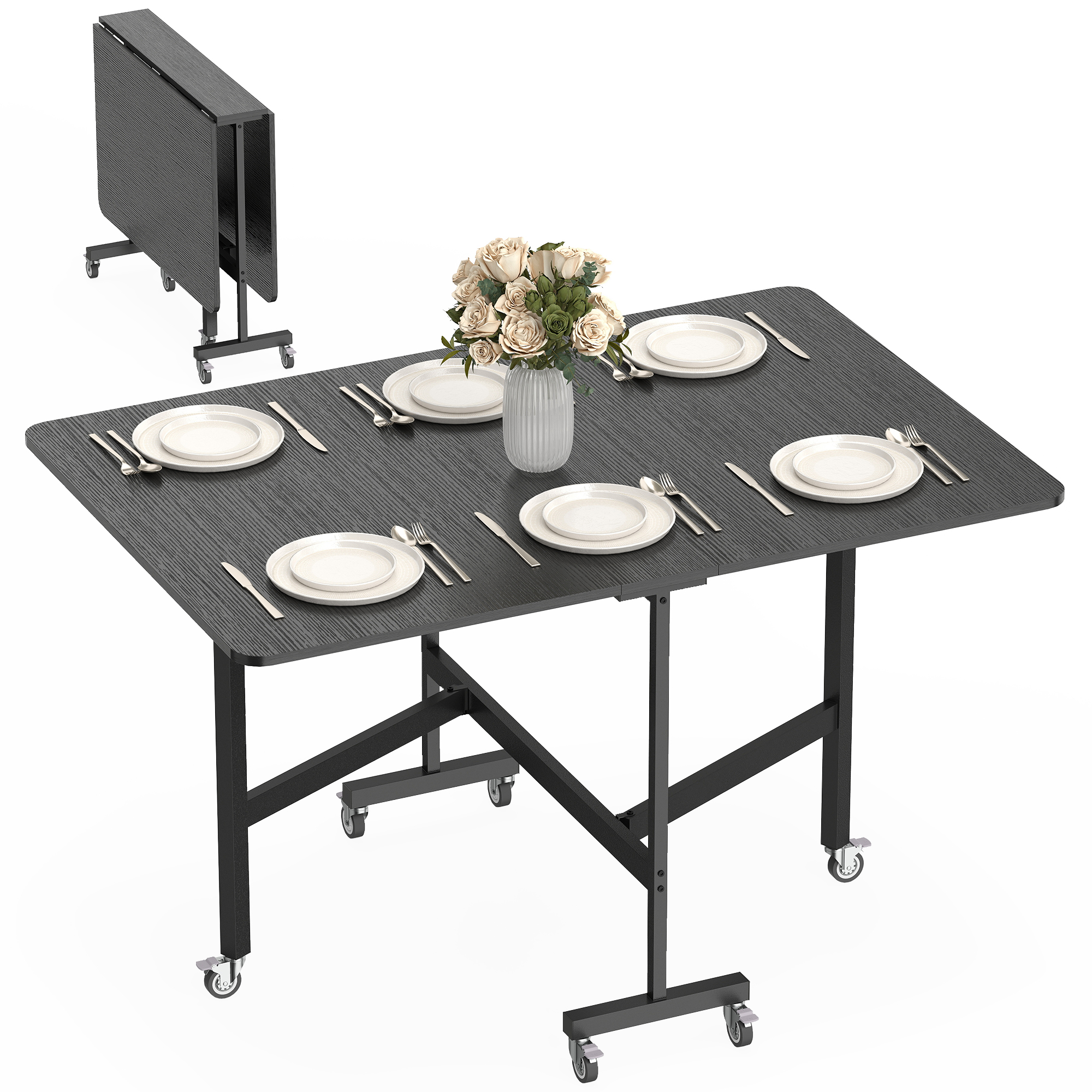 Table à Manger Pliante sur Roulettes pou